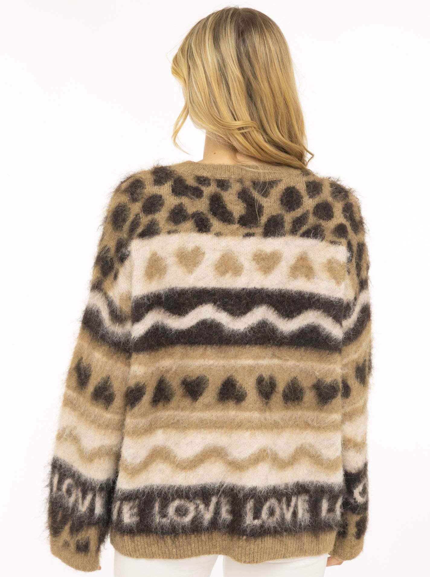 Zwillingsherz Strickpullover »"LEO LOVE"« auffallender Mustermix, Rundhals, oversize, komfortables Strick