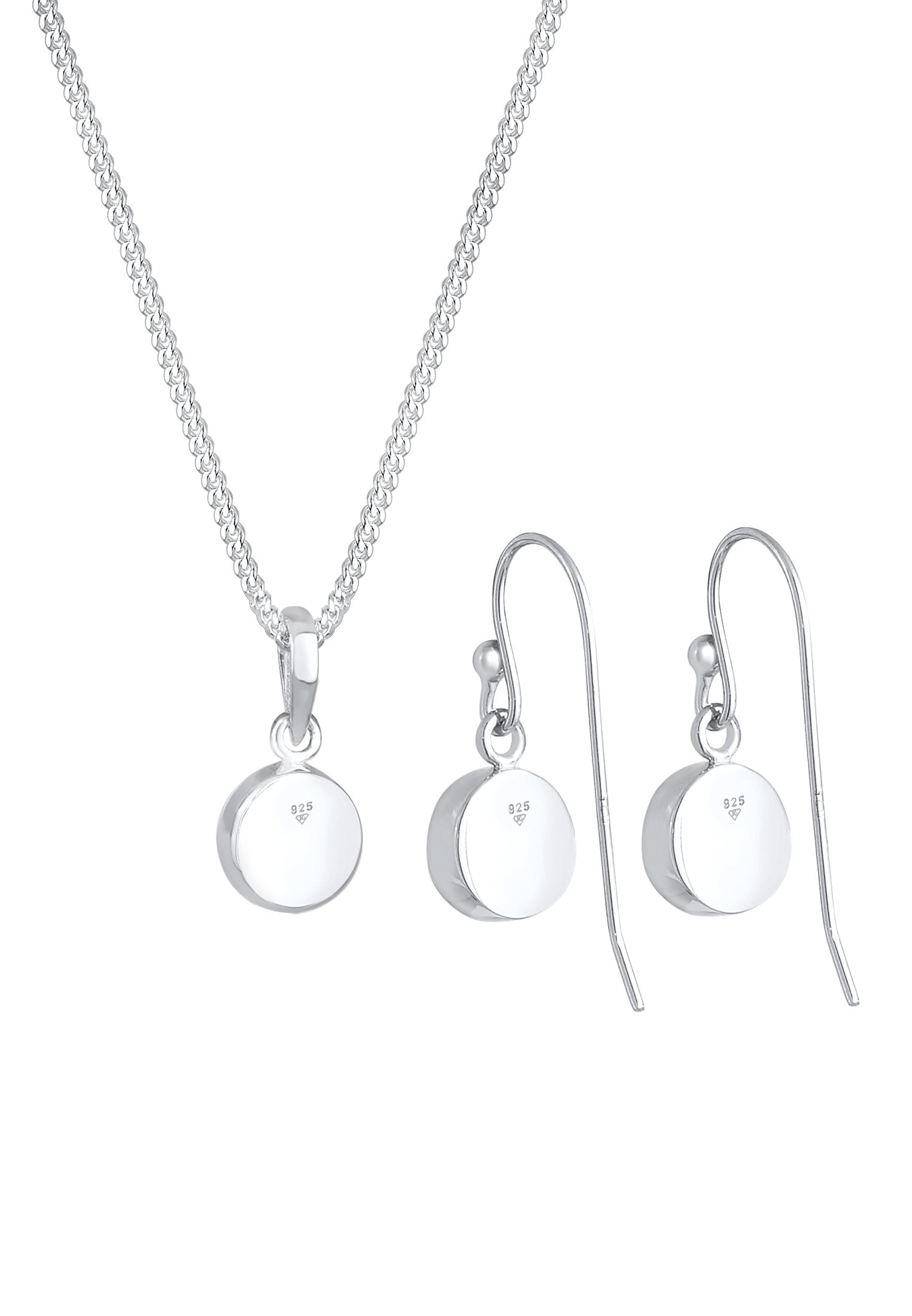 Elli Ohrring und Ketten Set »Schmuckset Mondstein Weiß 925 Sterling Silber vergoldet« ()
