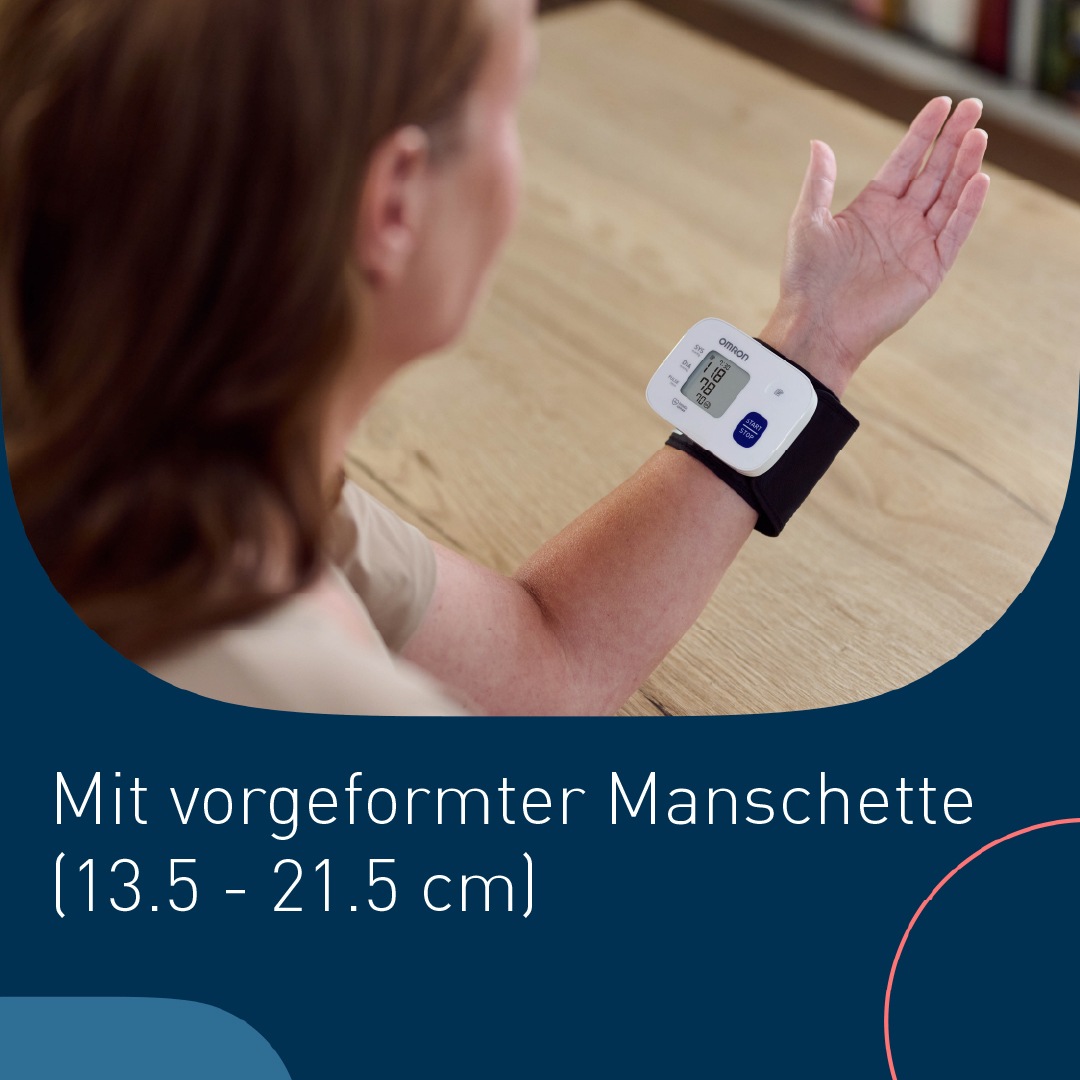 Omron Handgelenk-Blutdruckmessgerät »RS1, klinisch validiert, vorgeformte Manschette 13.5-21.5 cm« für zu Hause und unterwegs