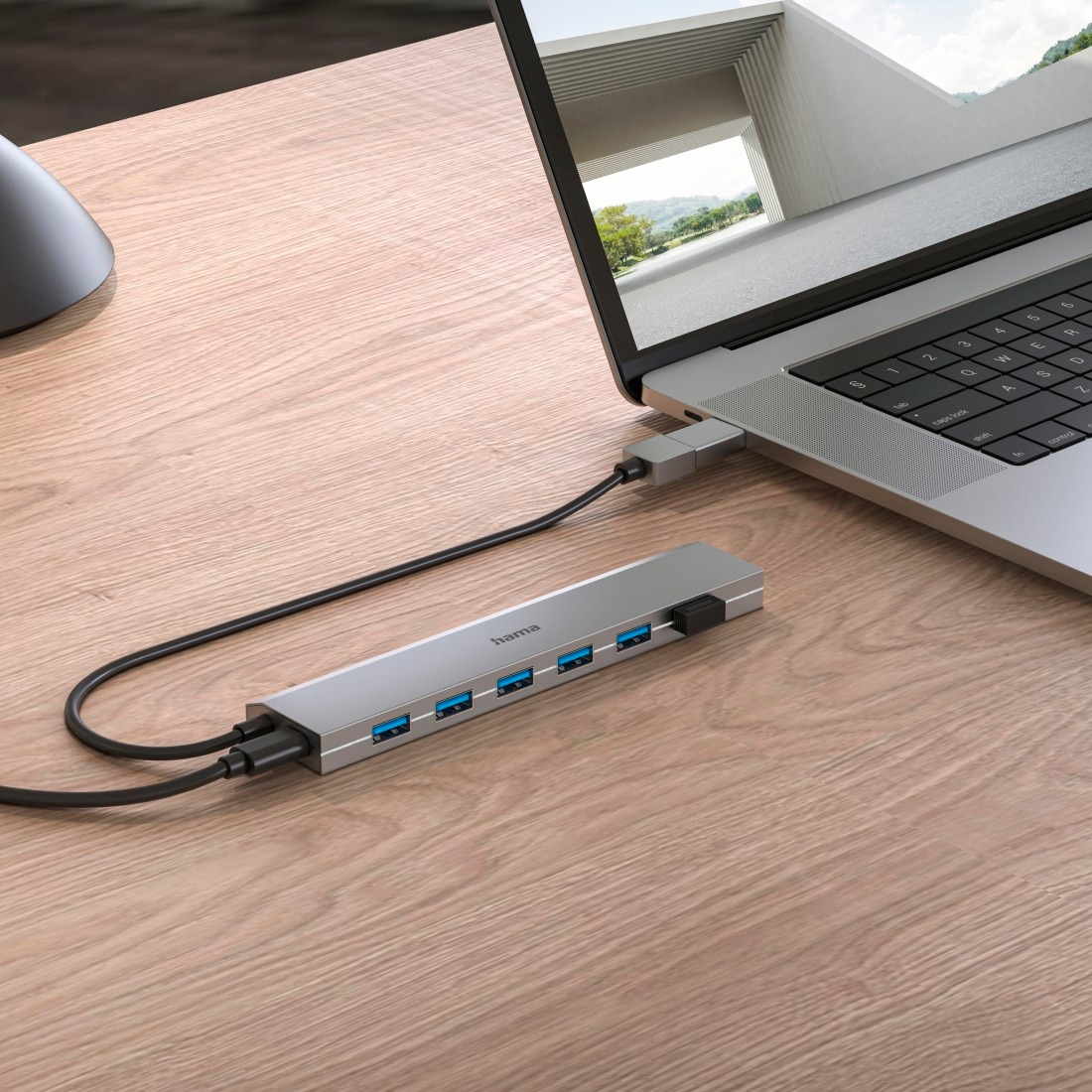 Hama USB-Adapter »USB Hub mit Netzteil und Adapter, 7 Ports mit USB C und USB A Stecker«, 100 cm