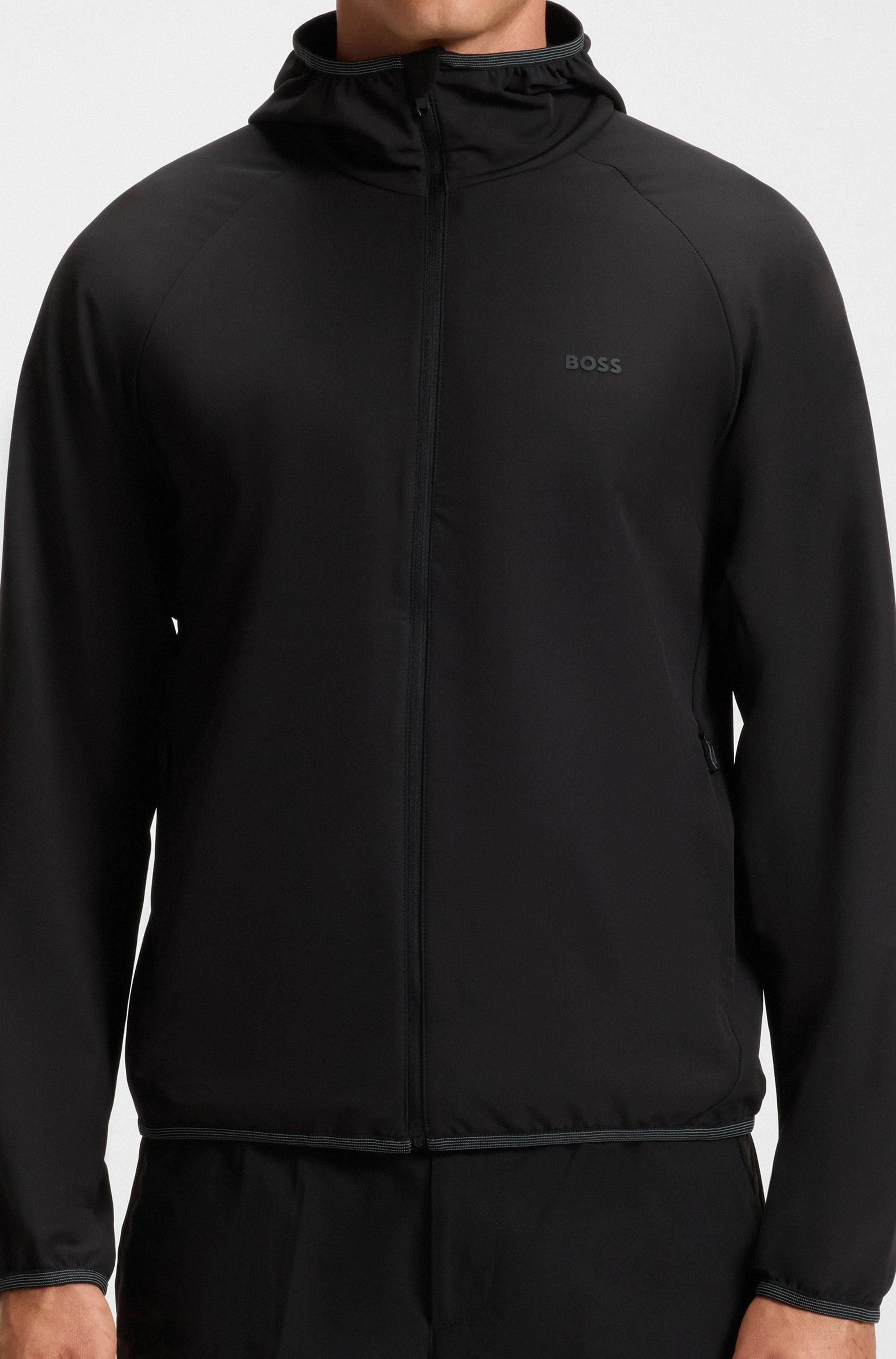 BOSS GREEN Funktionsjacke »L Commuter«, mit Kapuze, wasserabweisend Funktionsjacke mit gummiertem Label 4 Wege Stretch