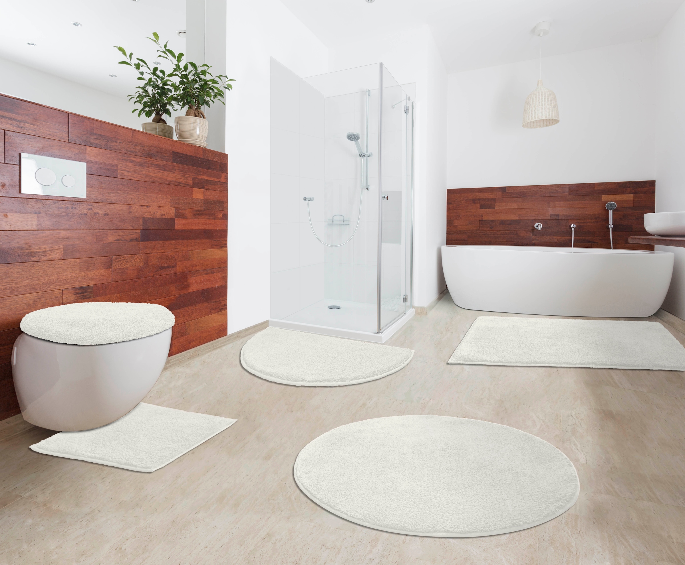 my home Badematte »Maren, Badvorleger, Badezimmer Teppich« Höhe 15 mm rutschhemmend beschichtet fußbodenheizungsgeeignet Bio-Baumwolle, Badteppich, Badematten auch als 3 teiliges Set