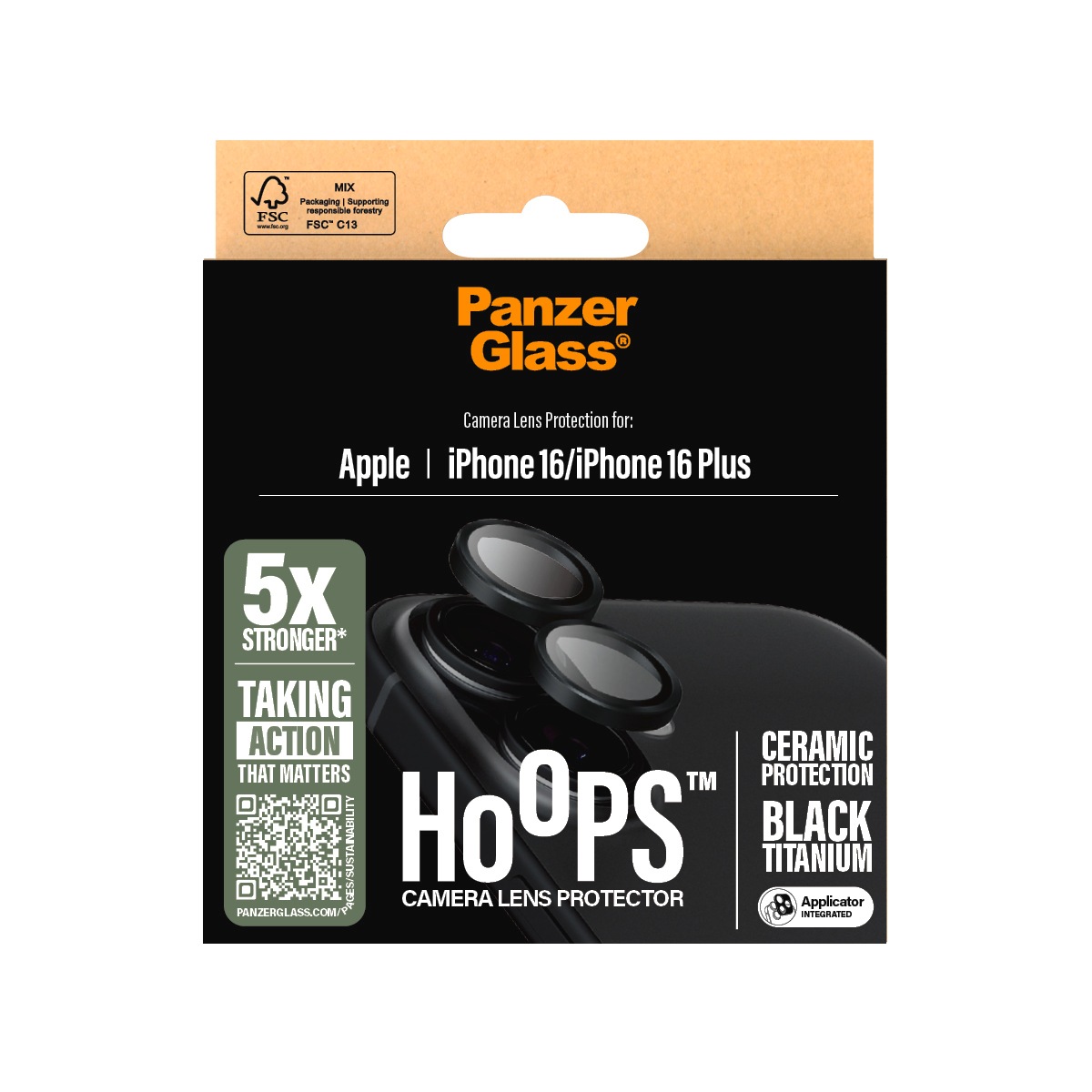PanzerGlass Kameraschutzglas »Hoops Camera Lens Protection«, für Apple iPhone 16-Apple iPhone 16 Plus, (2 St.), Lens Cover, Schutzfolie, Schutzglas, kratz- & stoßfest