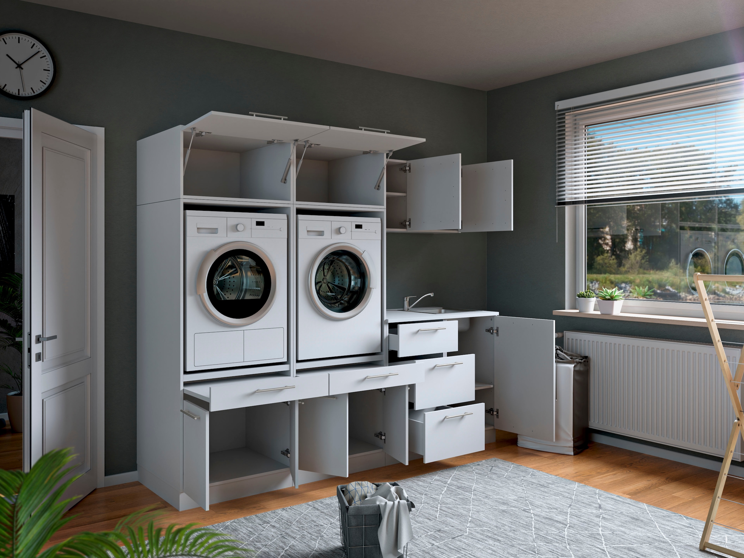 Laundreezy Mehrzweckschrank-Set »Laundreezy, 8-tlg. Mehrzweckschrank-Set B/H/T 236/200/68 cm« 8 Stk. tlg.