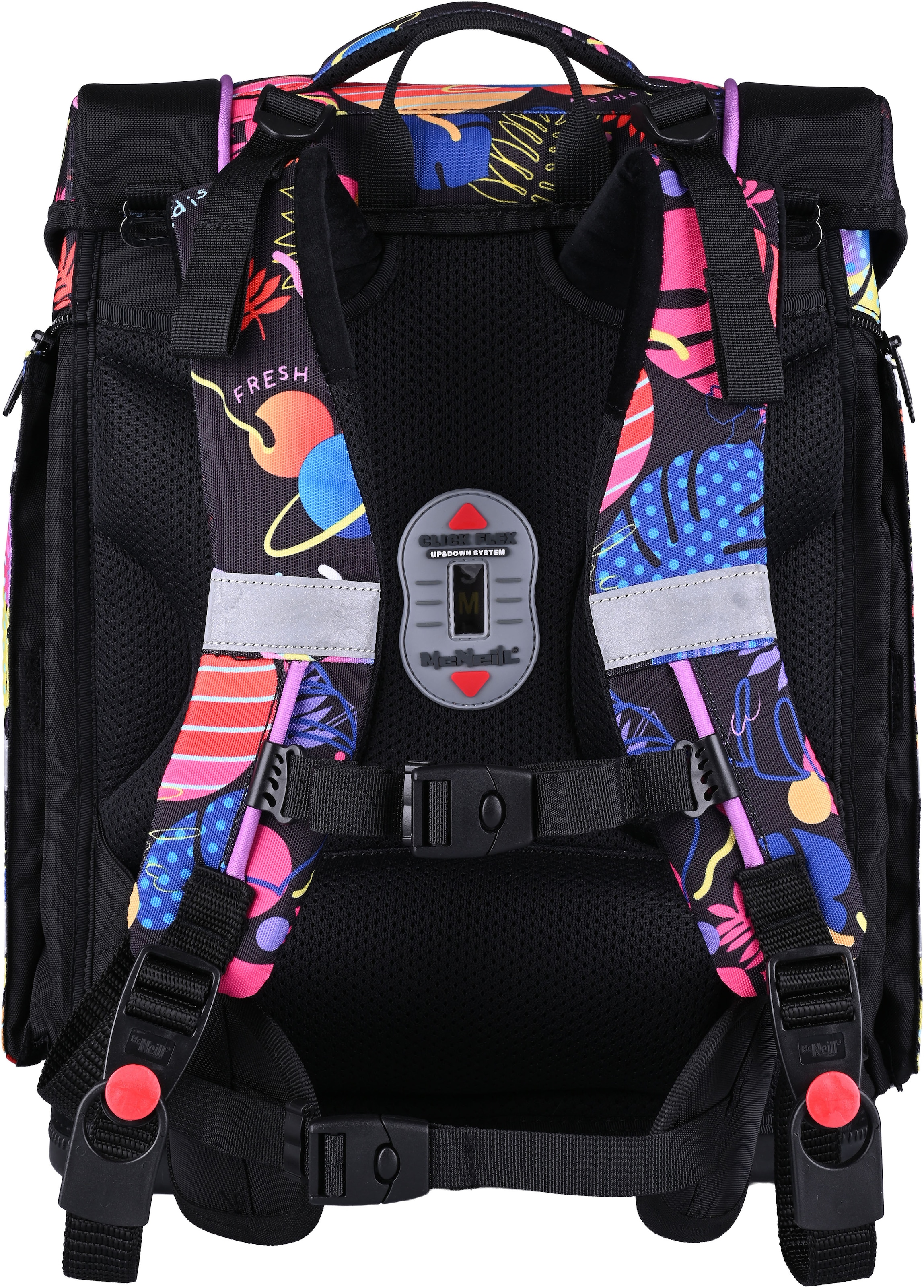 McNeill Schulranzen »Perfecto, Disney Stitch, black« Reflektierende Streifen auf den Schultergurten;Retroreflektierende Flächen inkl. Federmäppchen, Turnbeutel, Schlamperrolle & Motivmagnet