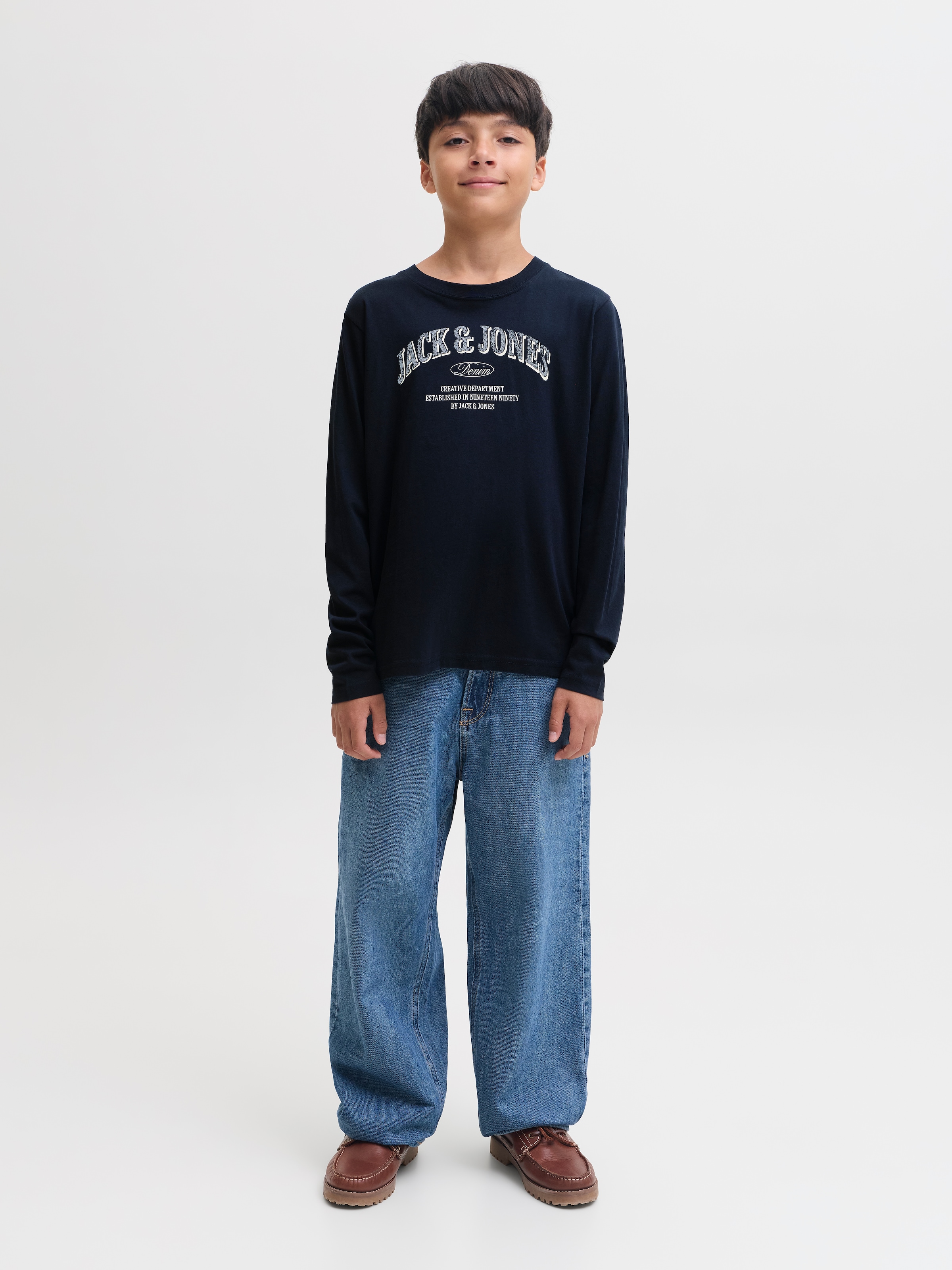 Jack & Jones Junior Langarmshirt »JJEDENVER LOGO TEE LS O-NECK SN JNR« Baumwolle, relaxed fit