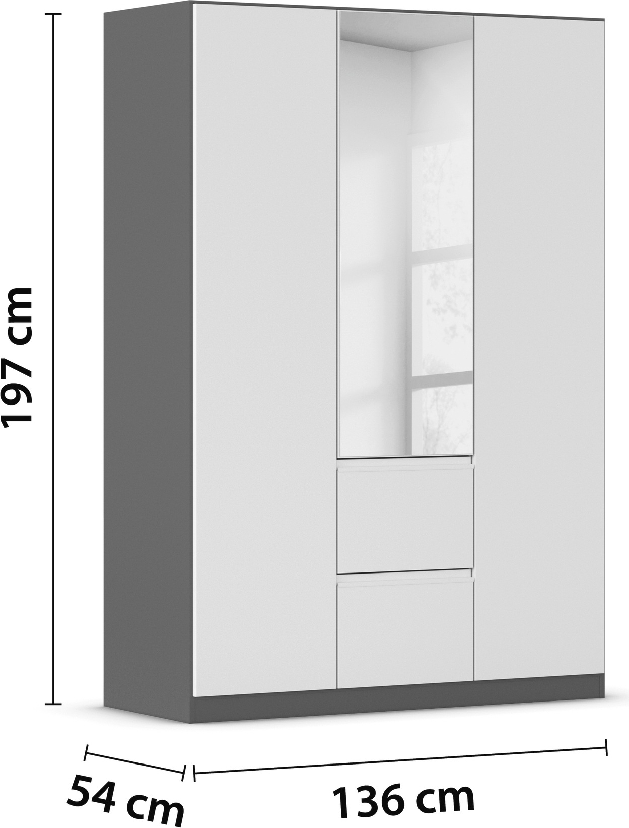 rauch Drehtürenschrank »Kleiderschrank Schrank Garderobe Wäscheschrank BRISTOL in 2 Breiten«, grifflose Front mit Push-to-Open Funktion in 2 Breiten MADE IN GERMANY