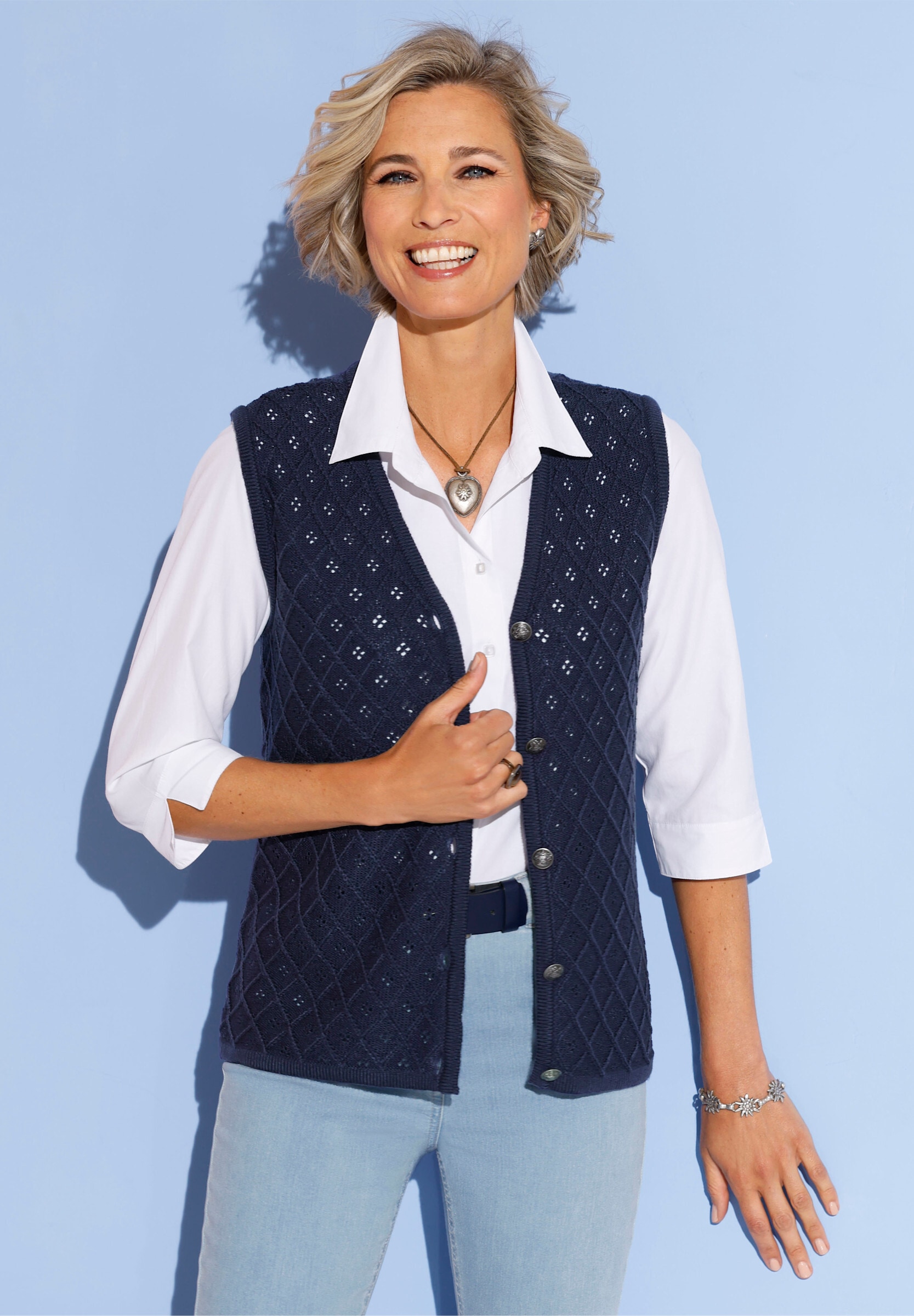 Sieh an! Strickweste »Strickweste Strickweste mit Ajour-Muster«