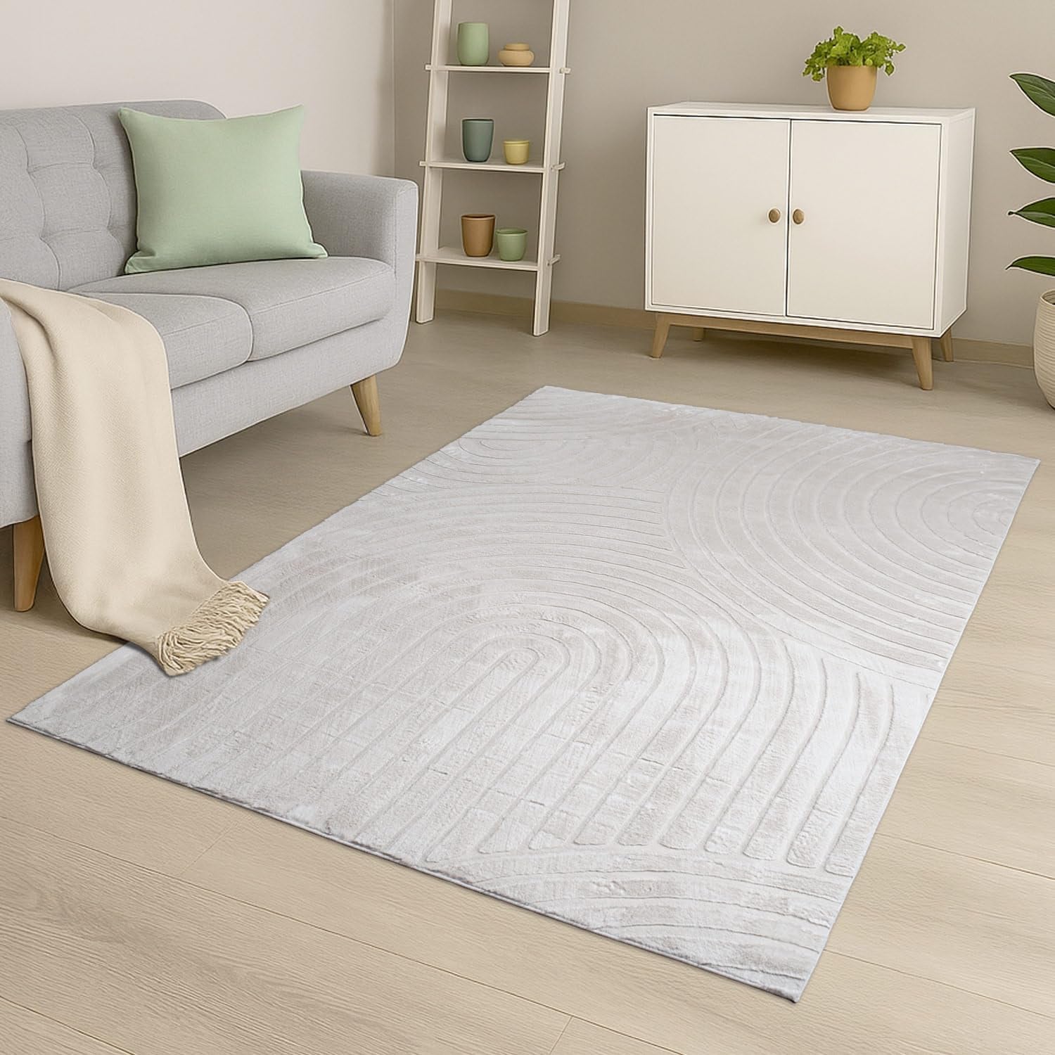 Carpet City Teppich »WAVES 501« rechteckig 12 mm Höhe Kurzflor, Hochtief-Muster/ 3D-Effekt, Uni, Wohnzimmer, Schlafzimmer
