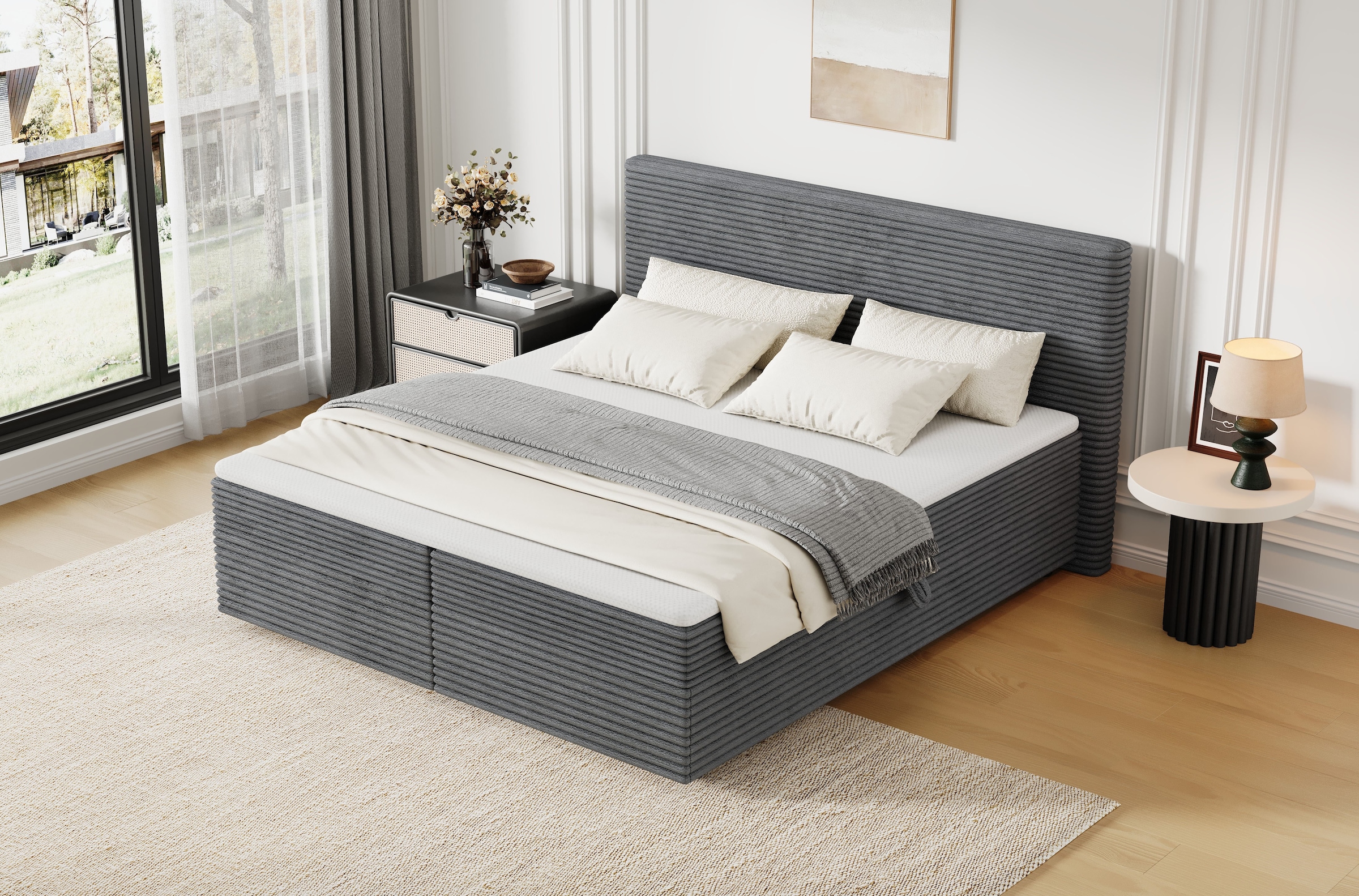 OTTO home Boxbett »ALVVIA, Polsterbett mit Bettkasten und Taschenfederkernmatratze (H3)« 180x200cm Liegefläche, Komfortschaumtopper (4cm)