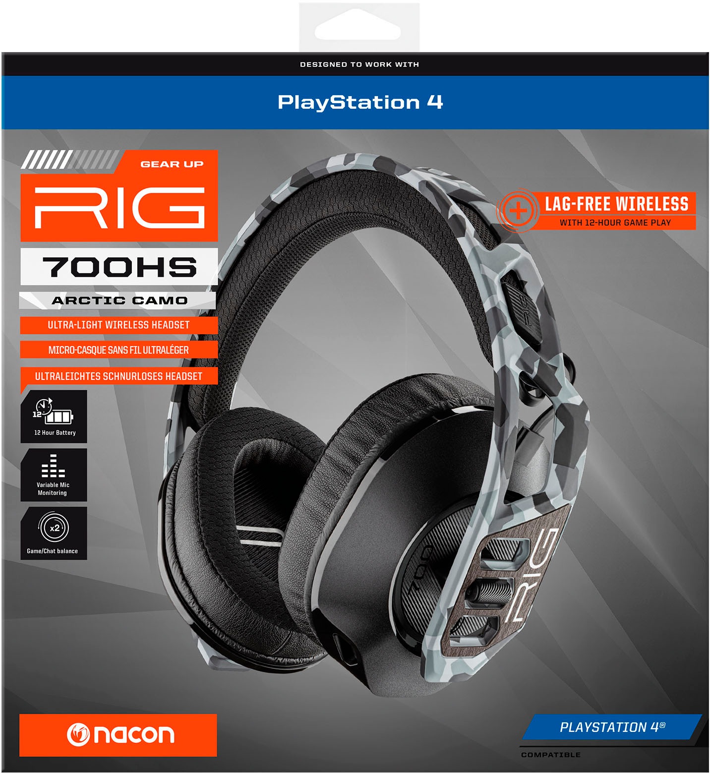 nacon Gaming-Headset »RIG 700HS ARTIC CAMO«, Geräuschisolierung-Mikrofon abnehmbar-Rauschunterdrückung