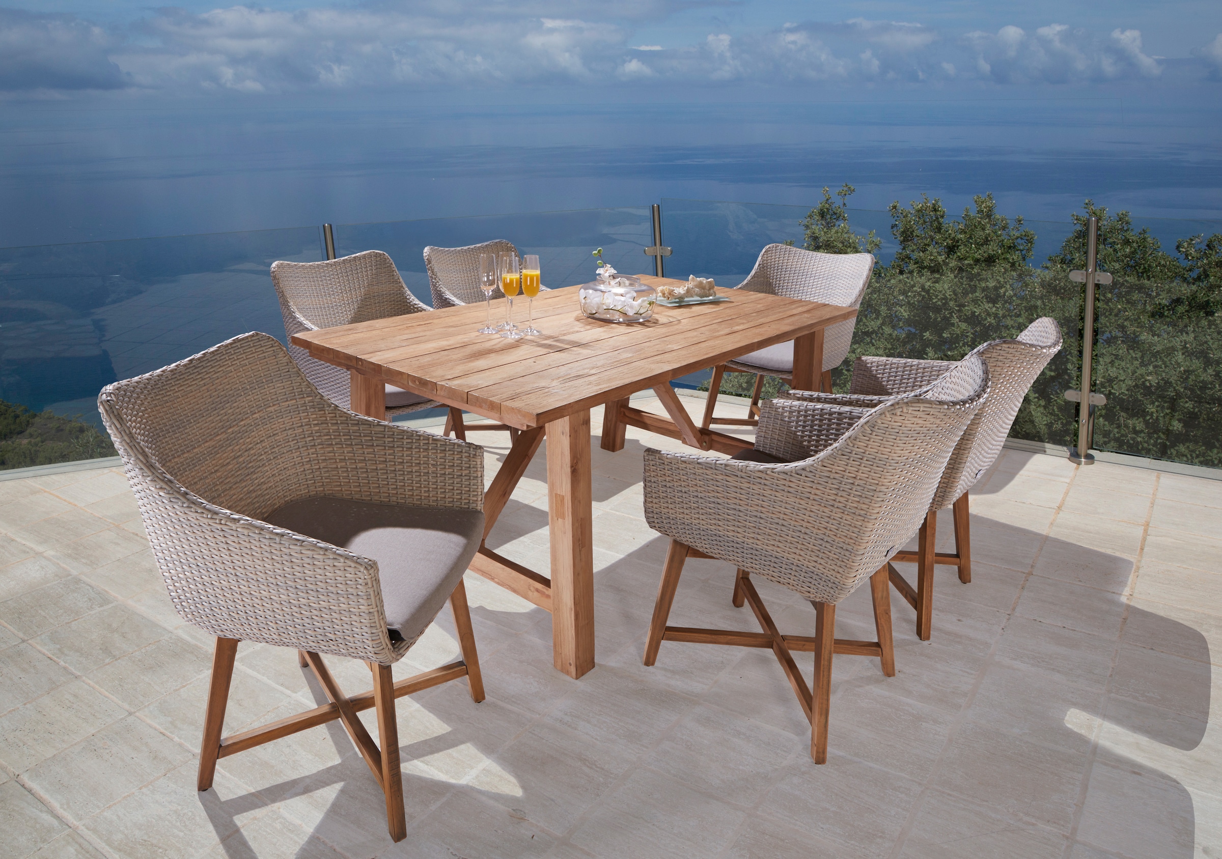 Best Gartenstuhl »Paterna«, (Set), 2 St., 2er Set, Set 2-tlg., Polyrattan, verstellbar, inkl. Auflage