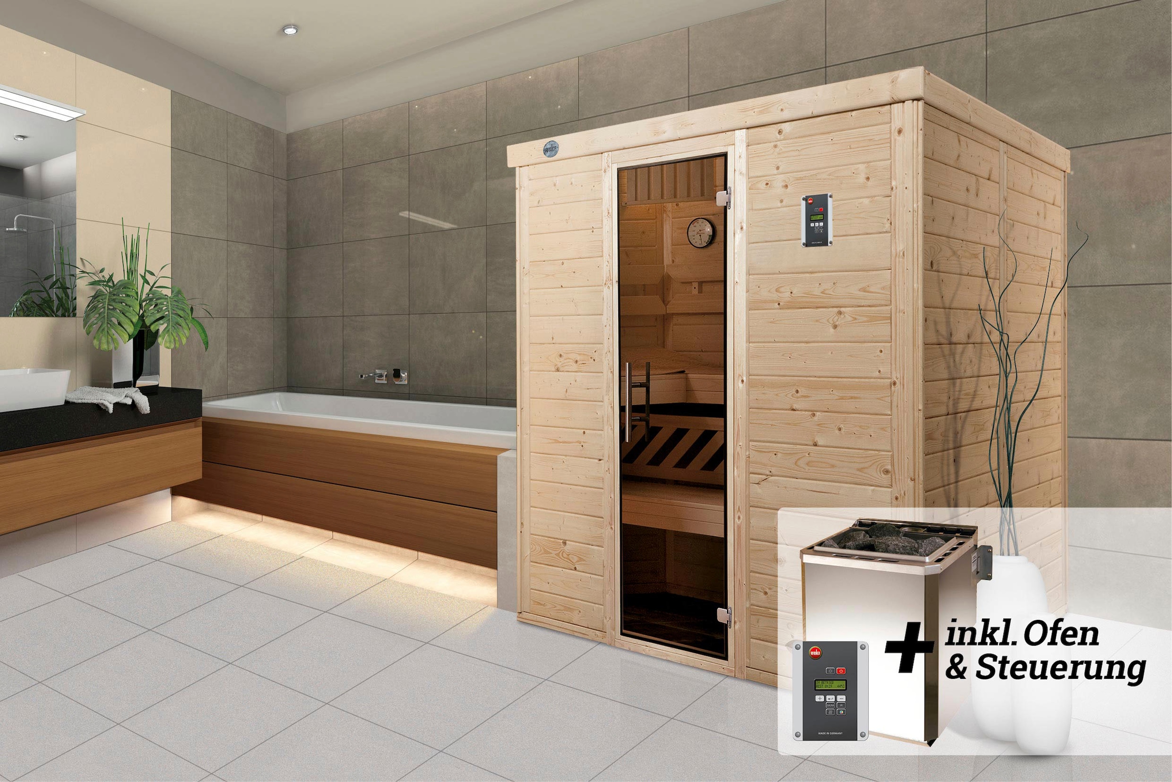 weka Sauna »Kemi«, 7,5 kW Bio-Ofen mit digitaler Steuerung