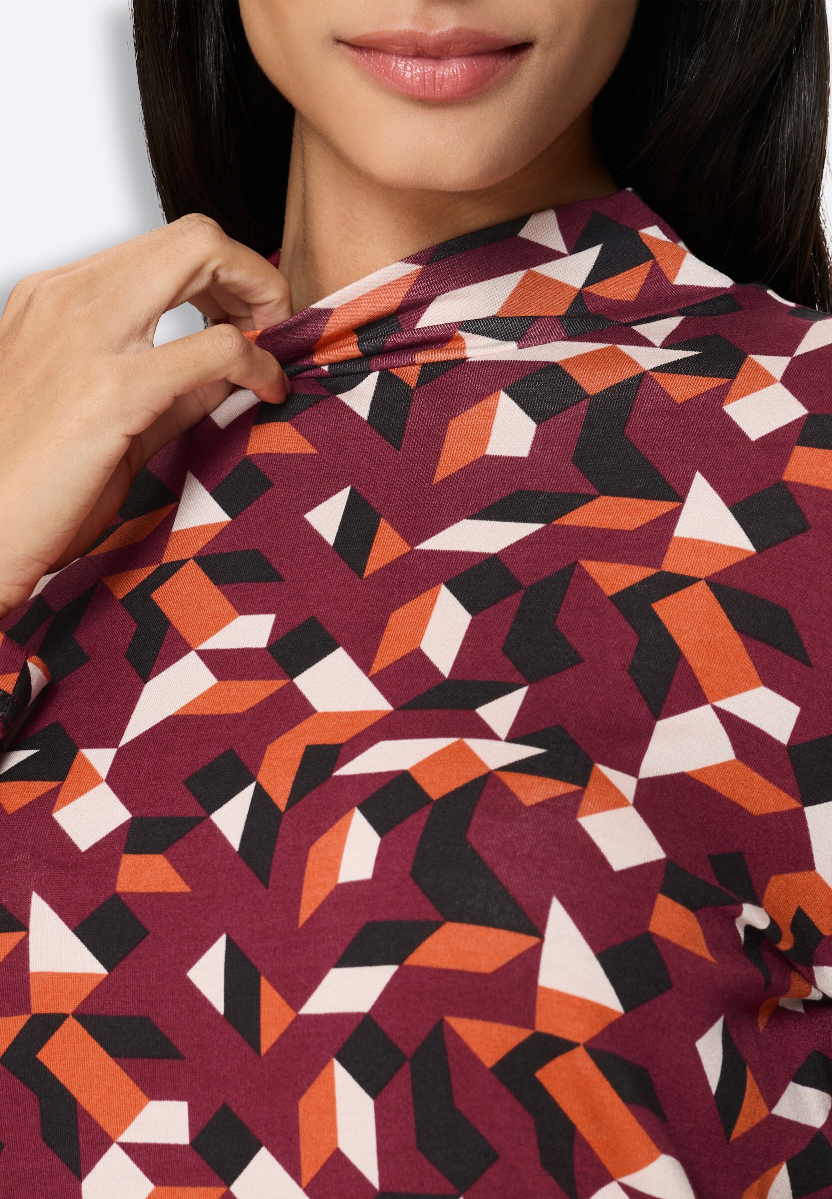 heine T-Shirt »Stehkragen-Shirt Stehkragenshirt mit Grafik-Print«