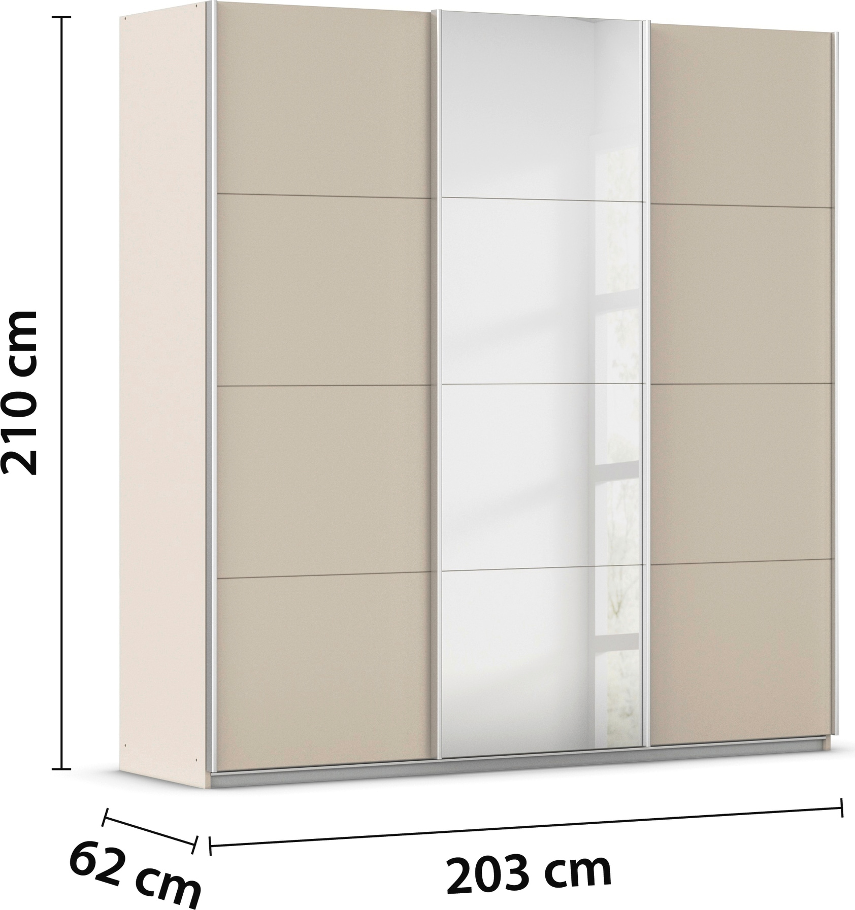 OTTO home Schwebetürenschrank »Kleiderschrank Schrank Schlafzimmerschrank Garderobe AGORDO« Breiten 203/271/315/360 cm in drei Griff-Farben - NEU: Farbe SCHWARZ,  Top Innenausstattung, in 4 Breiten und 2 Höhen MADE IN GERMANY
