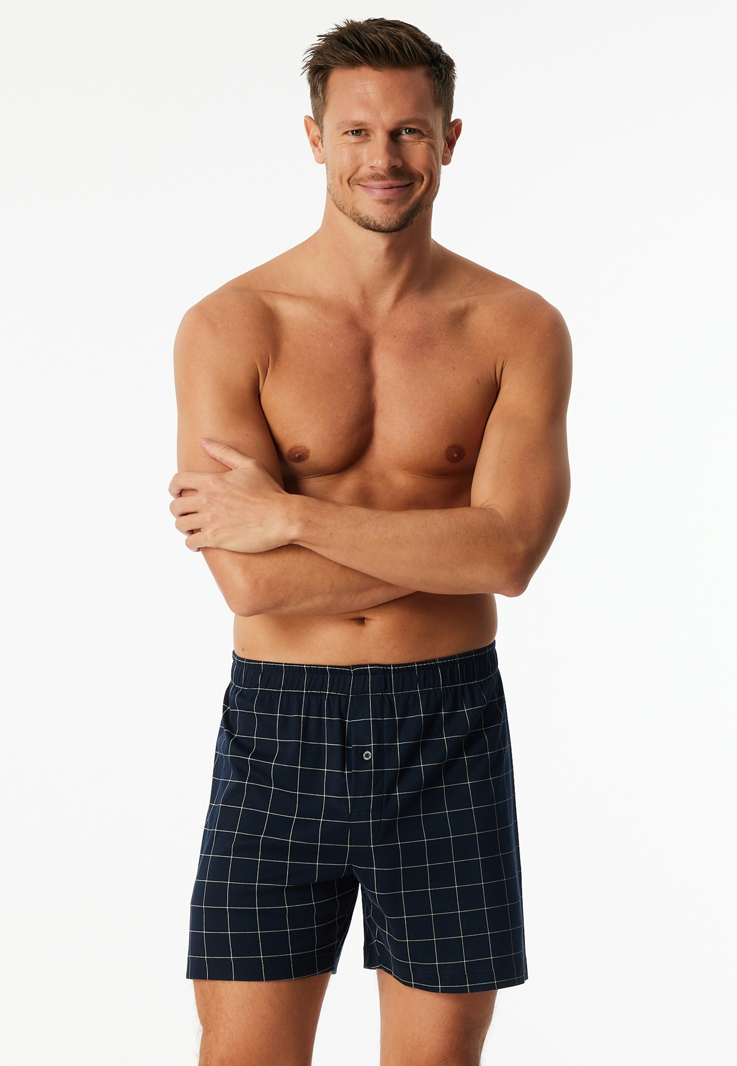 Schiesser Boxershorts »Fine Interlock« elastischer Bund, kariert, Baumwolle, weich