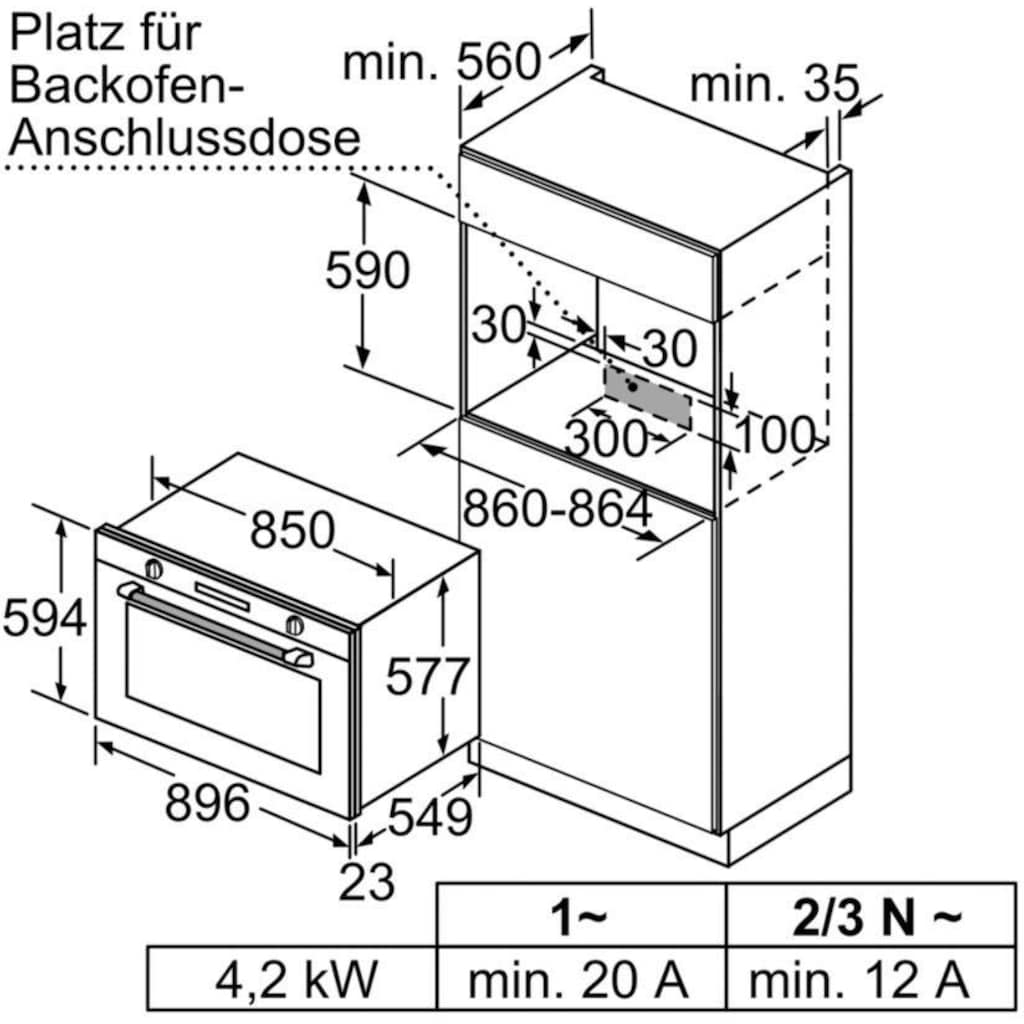 SIEMENS Einbaubackofen »VB578D0S0«, iQ500, VB578D0S0, mit 1-fach-Teleskopauszug