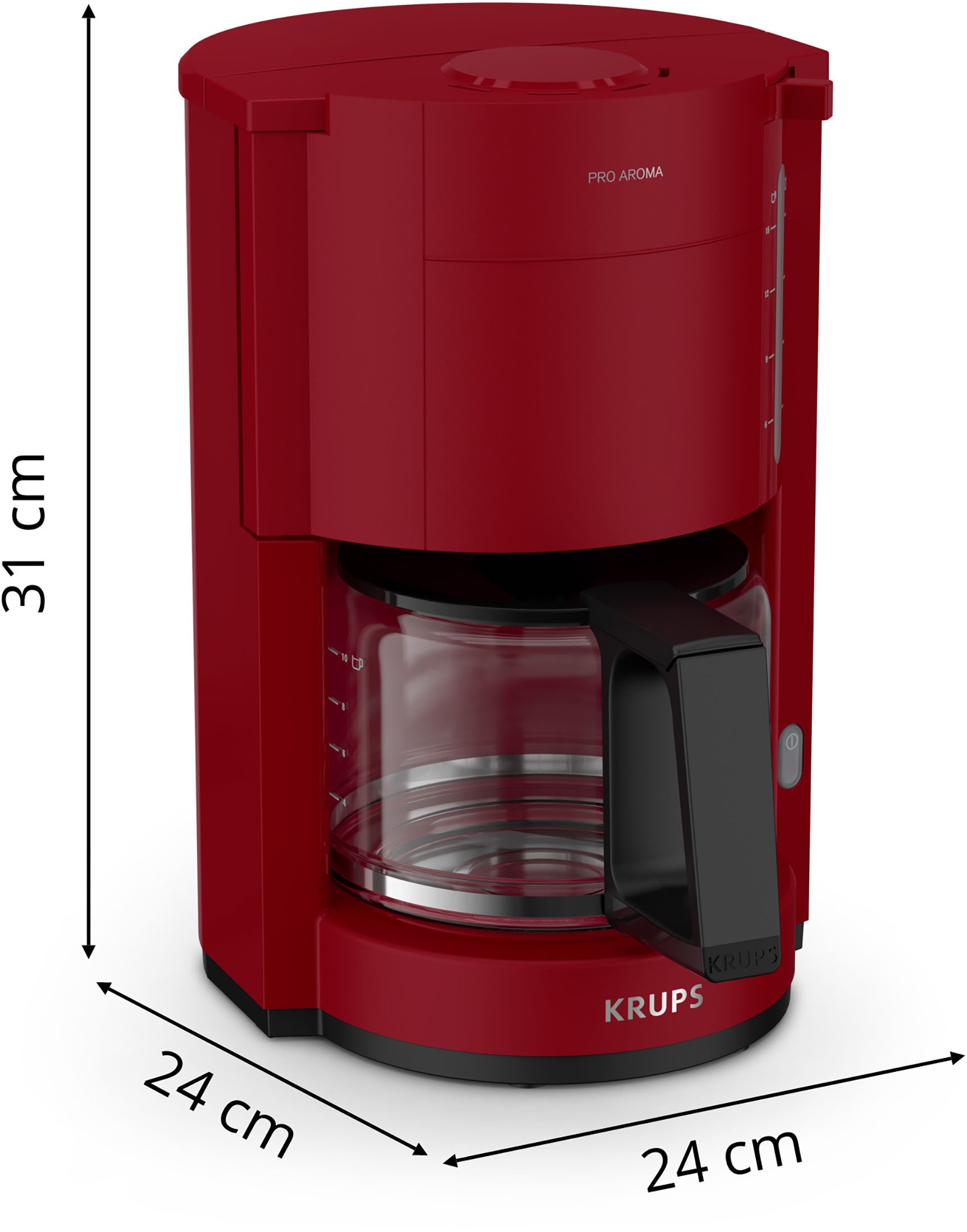 Krups Filterkaffeemaschine »F30908 Pro Aroma«, 1,25 l Kaffeekanne, mit Glaskanne, 1,25L Füllmenge, 10-15 Tassen, 1050W, Schwarz