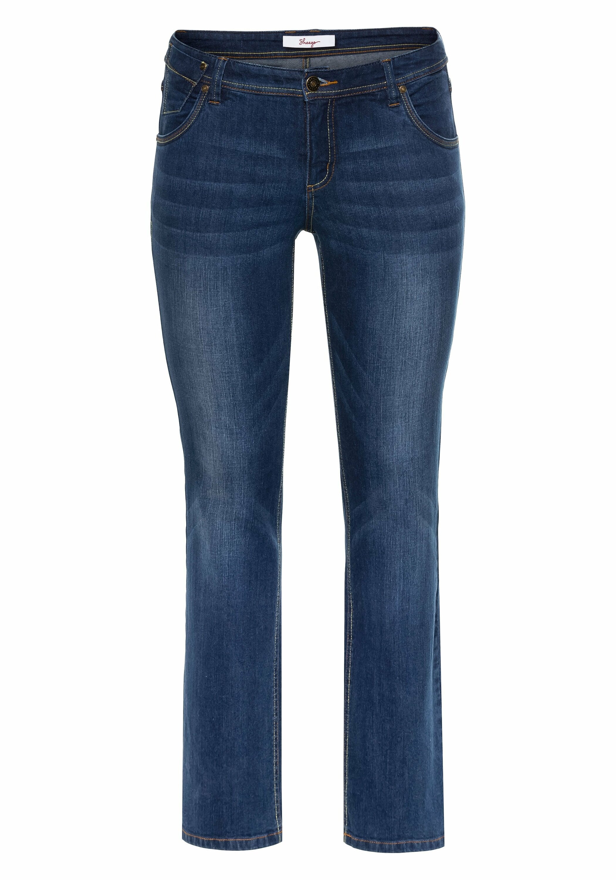 Sheego Stretch-Jeans »Jeans mit gerader Beinform, individuelle Used-Effekte«