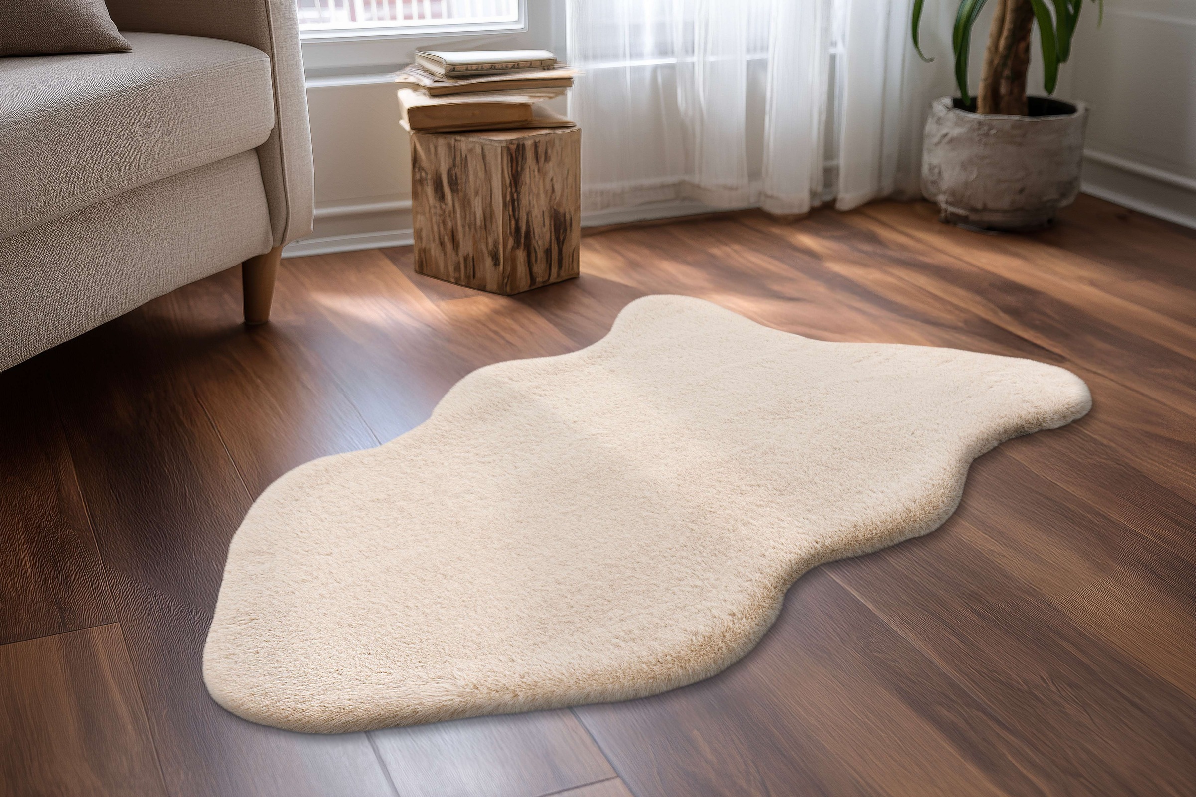 Kayoom Hochflor-Teppich »Cosy Sheepskin 525« tierfellförmig 25 mm Höhe Fell Kannichen Haptik, weich kuschelig