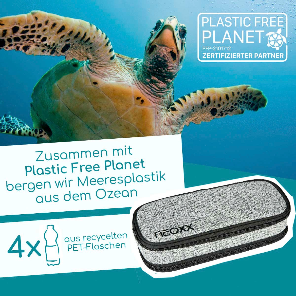 neoxx Schreibgeräteetui »Schlamperbox, Catch, Wool the World«, aus recycelten PET-Flaschen