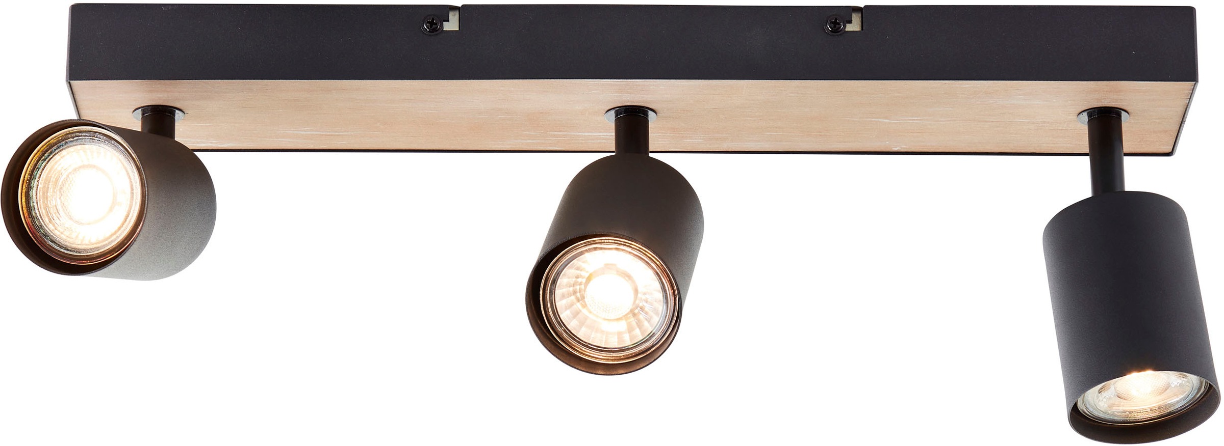 Brilliant Deckenstrahler »Jello Wood«, 3 flammig, Leuchtmittel GU10 | LED wechselbar, Spotbalken schwenkbar, 15x42x8 cm, GU10, 345lm, 3000K, Metall/Holz