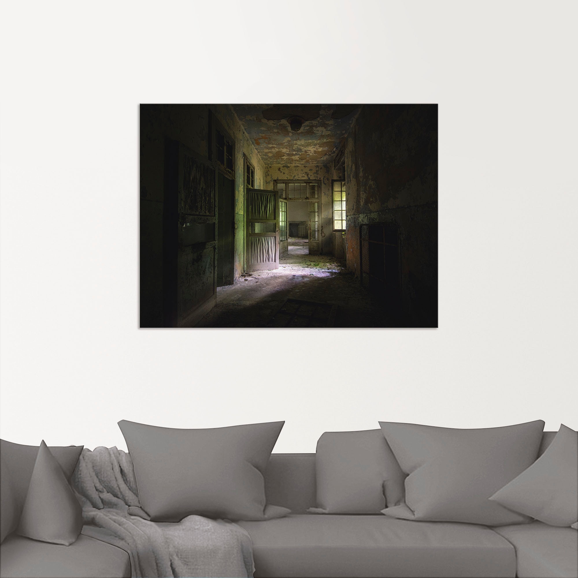 Artland Wandbild »Lost Place Düsterer Flur Türen Gang«, Fenster & Türen, (1 St.), als Alubild, Outdoorbild, Leinwandbild, Poster in verschied. Größen