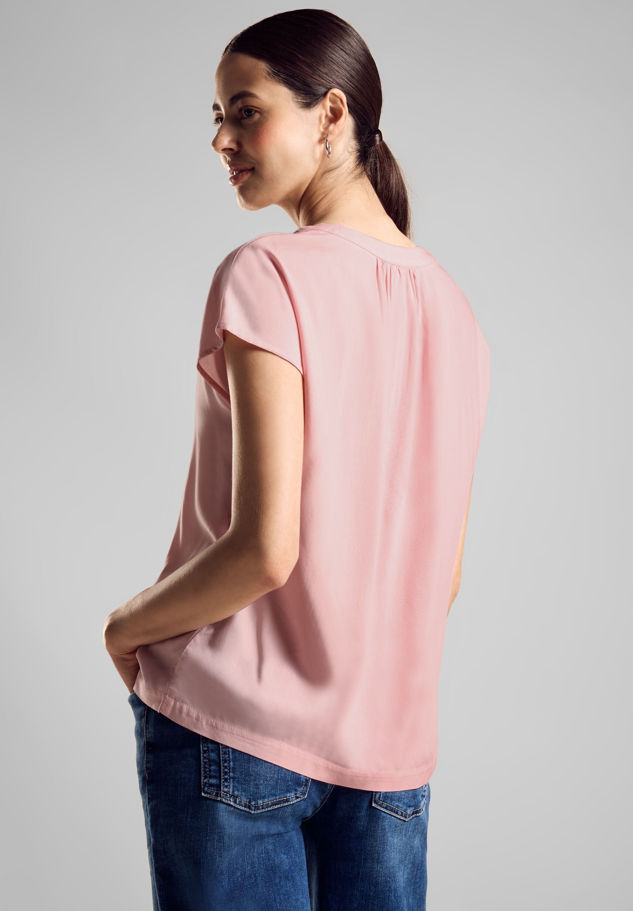STREET ONE Kurzarmbluse, Blusenshirt aus reiner Viskose