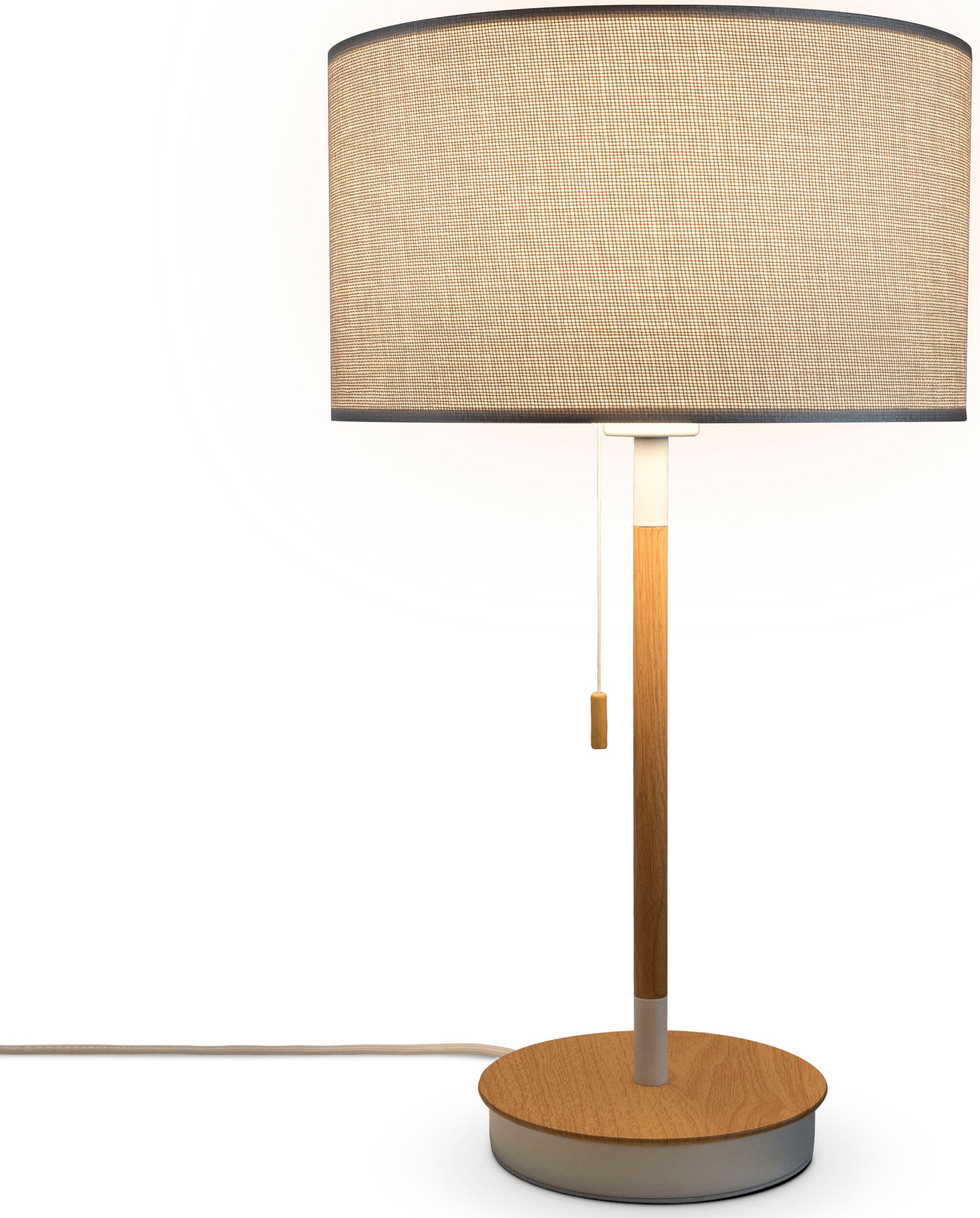 Paco Home Tischleuchte »EK CA UNI COLOR«, Leuchtmittel E27 | ohne Leuchtmittel, Nacht Mit Schalter Stofflampe Vintage Skandinavisch