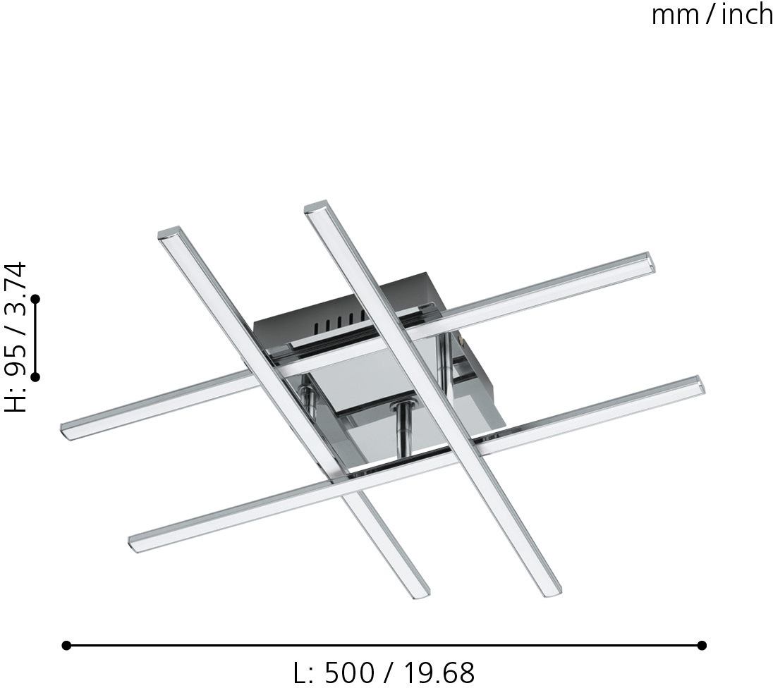 EGLO Deckenleuchte »LASANA 1 Deckenlampe, chrom, weiß, schlanke Bauform, Wohnzimmerlampe«, 1 flammig, Leuchtmittel LED-Board | LED fest integriert, Esszimmer, Küche, Schlafzimmer, modern, minimalistisch, 50x50x9,5cm