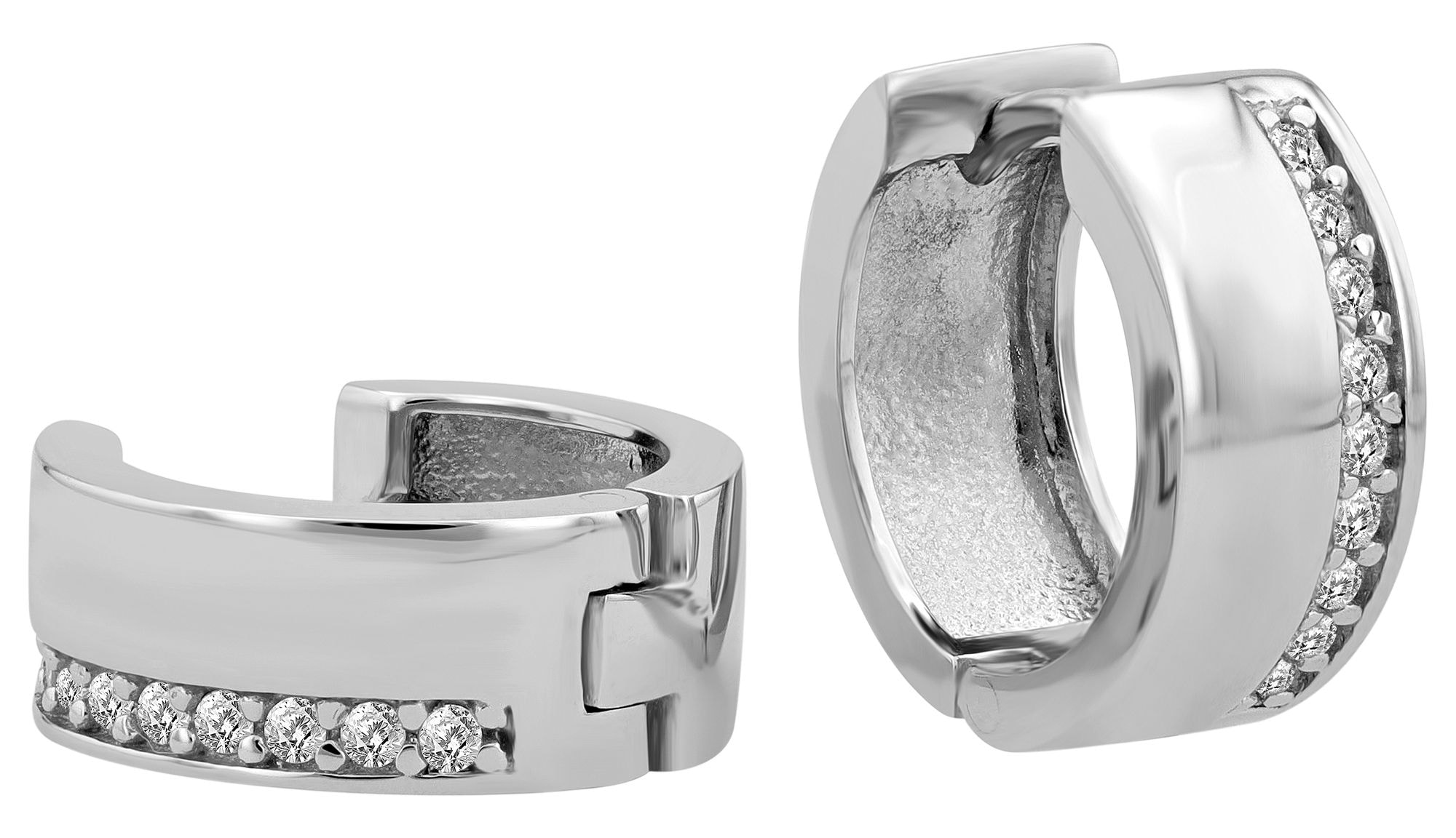 Adelia´s Paar Creolen »Damen Ohrringe ¿ Klappcreole aus 925 Silber mit Zirkonia«