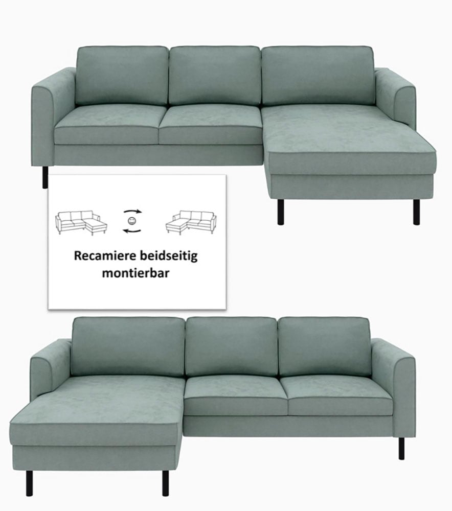Home affaire Ecksofa »Booster Couch wahlweise mit Schlaffunktion und Bettkasten-auch in Cord« Recamiere beidseitig montierbar, Sofa in L-Form, 232 cm