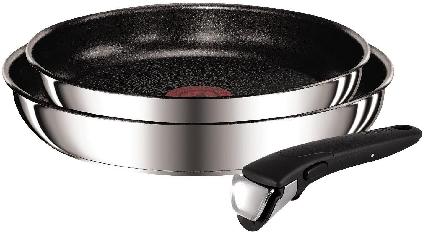 Tefal Pfannen-Set »Ingenio Preference«, Edelstahl, (Set, 3 tlg.), Ø 24/28 cm, inkl. Griff, Titanium Excellence Antihaftversiegelung, Thermo-Signal, vielseitig, platzsparend, backofenfest, induktionsgeeignet, Edelstahl