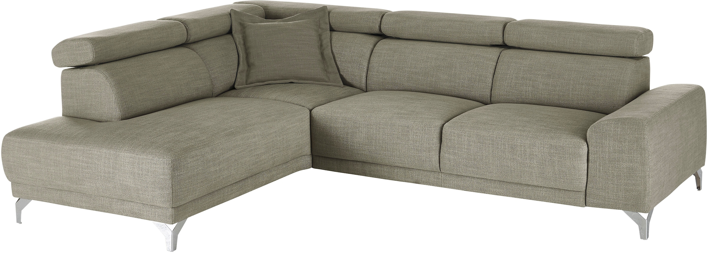 3C Candy Ecksofa »Greve Sofa immer mit manuelle Kopfteilverstellungen, modern, elegant« wahlweise motorischer Sitzvorzug, bequem und zeitlos, L-Form