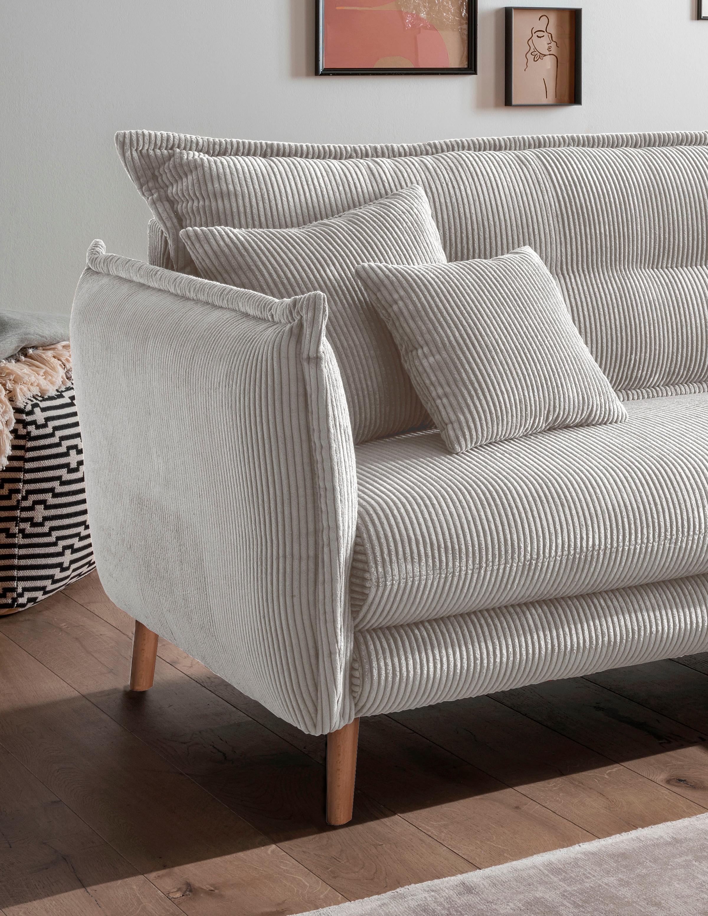 INOSIGN Ecksofa »Lazio modern und bequem, schmale Armlehnen, tolle Detailverarbeitung«, zwei verschiedene Fußfarben wählbar