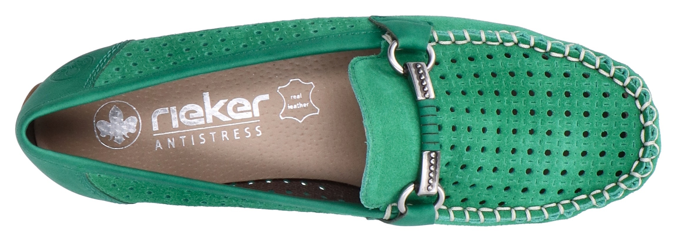 Rieker Slipper, Mokassin, Loafer, Sommerschuh mit Zier-Naht