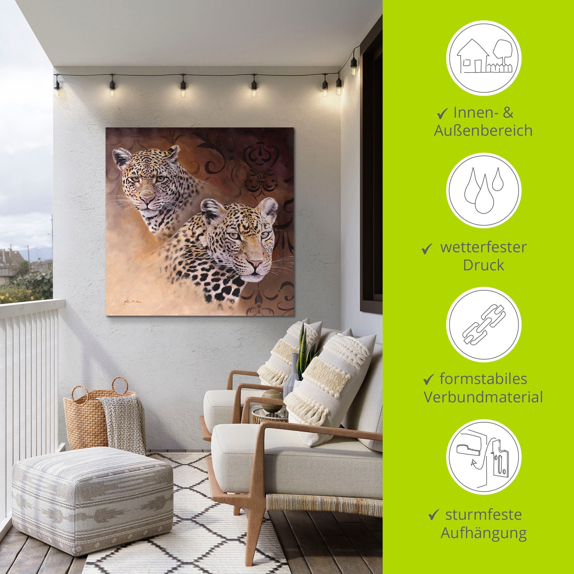 Artland Wandbild »Leoparden«, Wildtiere, (1 St.), als Alubild, Outdoorbild, Leinwandbild, Poster in verschied. Größen