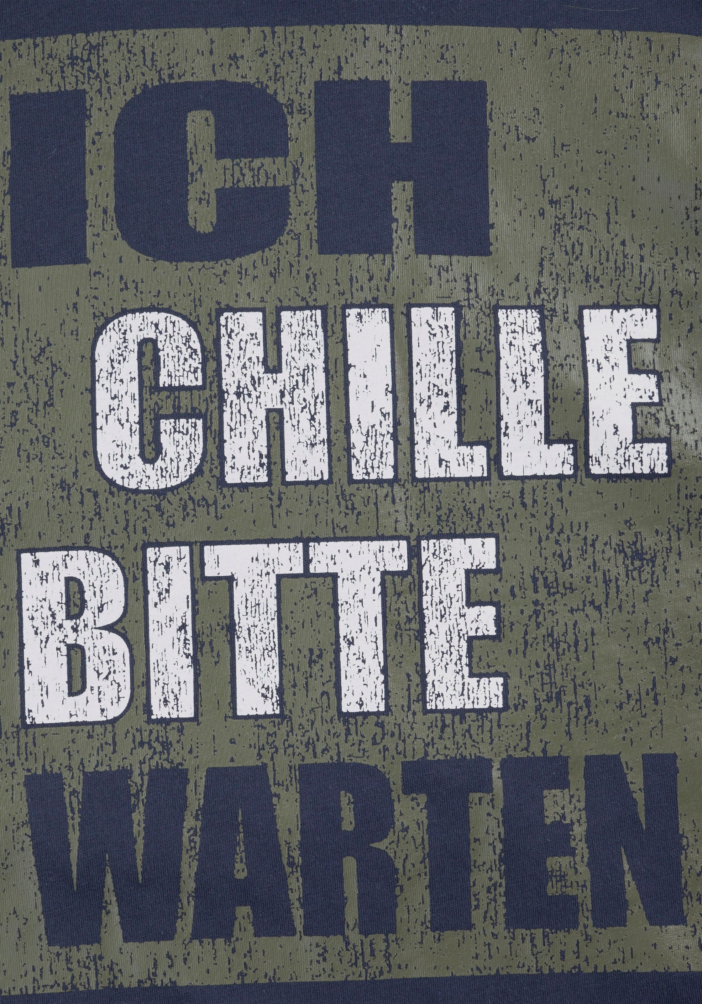 AUTHENTIC LE JOGGER Pyjama, (2 tlg., 1 Stück), Schlafanzug mit Spruch "Ich chille bitte warten"