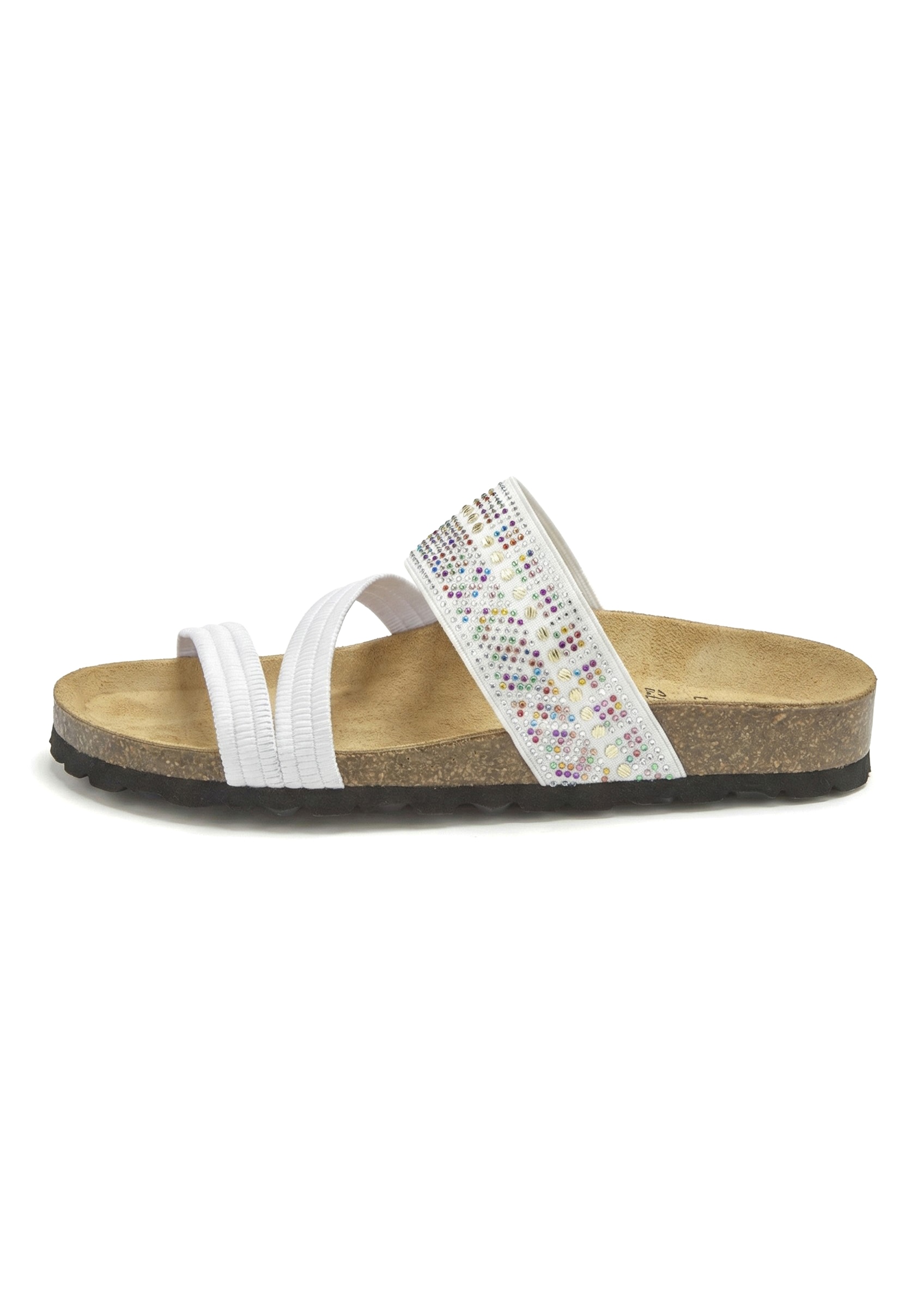 LASCANA Pantolette »Mule, Sandale, offener Schuh, Sommerschuh,«  mit Komfortkorkfußbett aus Leder und elastischen Riemen