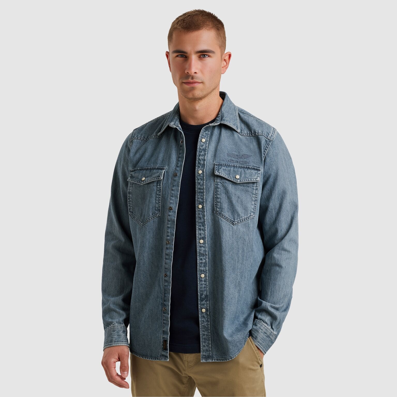 PME LEGEND Jeanshemd mit Logo Stickerei