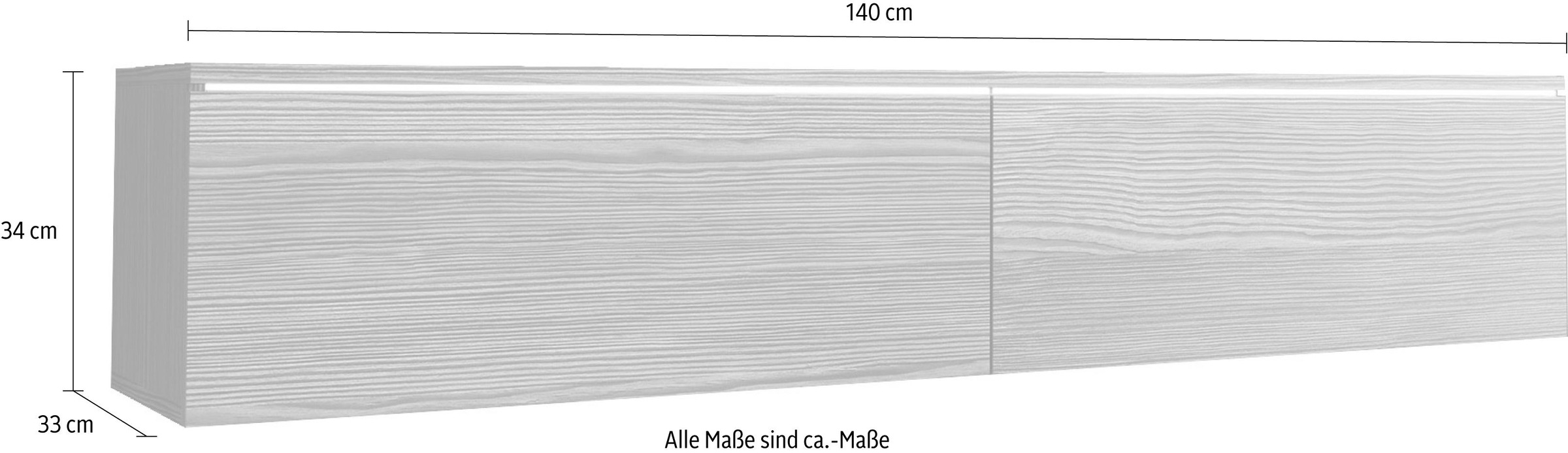 INOSIGN Lowboard »LOWBOARD D, wahlweise mit oder ohne Beleuchtung«, modernes TV-Board ohne Griffe, mit viel Stauraum,stehend und hängend