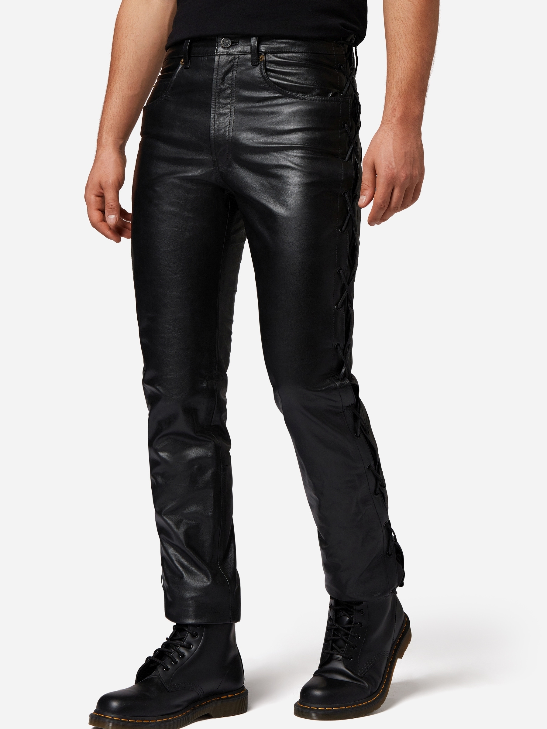 RICANO Lederhose »Lederhose S/L Jeans 01 (Büffel Nappa - geschnürt)«  Handgefertigt aus echtem Leder
