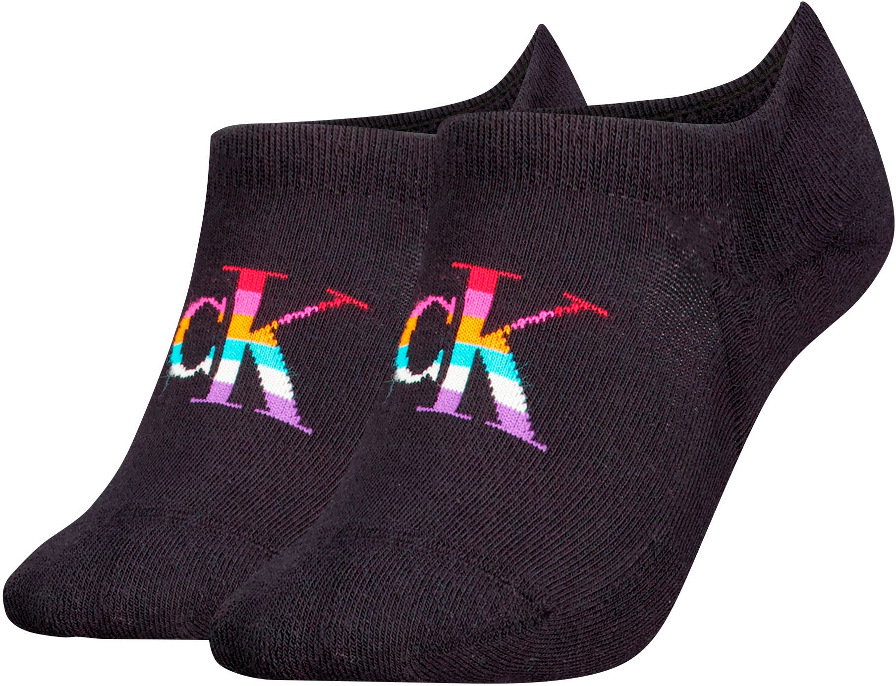 Calvin Klein Jeans Füßlinge »CKJ WOMEN FOOTIE HIGH CUT PRIDE«, (Packung, 2er-Pack), mit Regenbogen-Logo