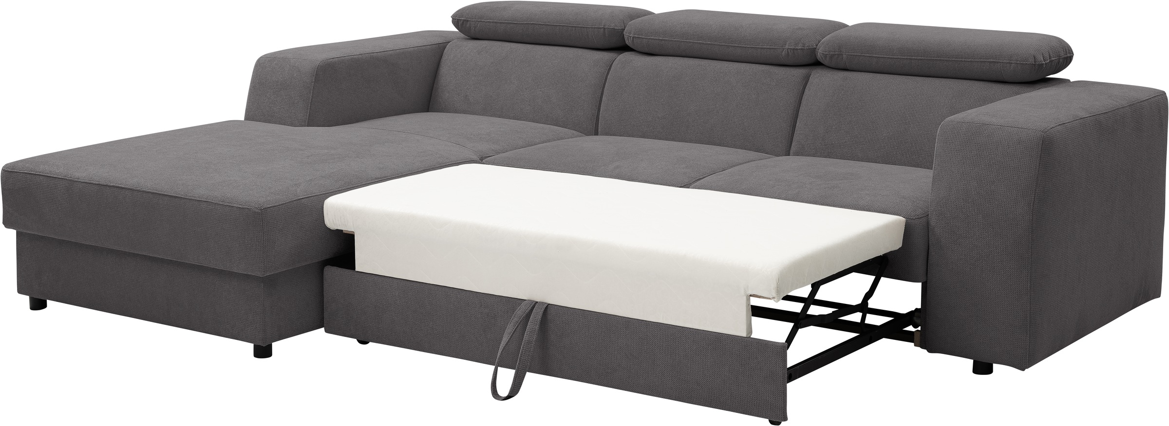 WERK2 Ecksofa »Cherry, modernes Sofa mit Komfortfunktionen, Breite 270cm, L-Form,«, bequem, mit verstellbaren Kopfteilen, Schlaffunktion und Bettkasten