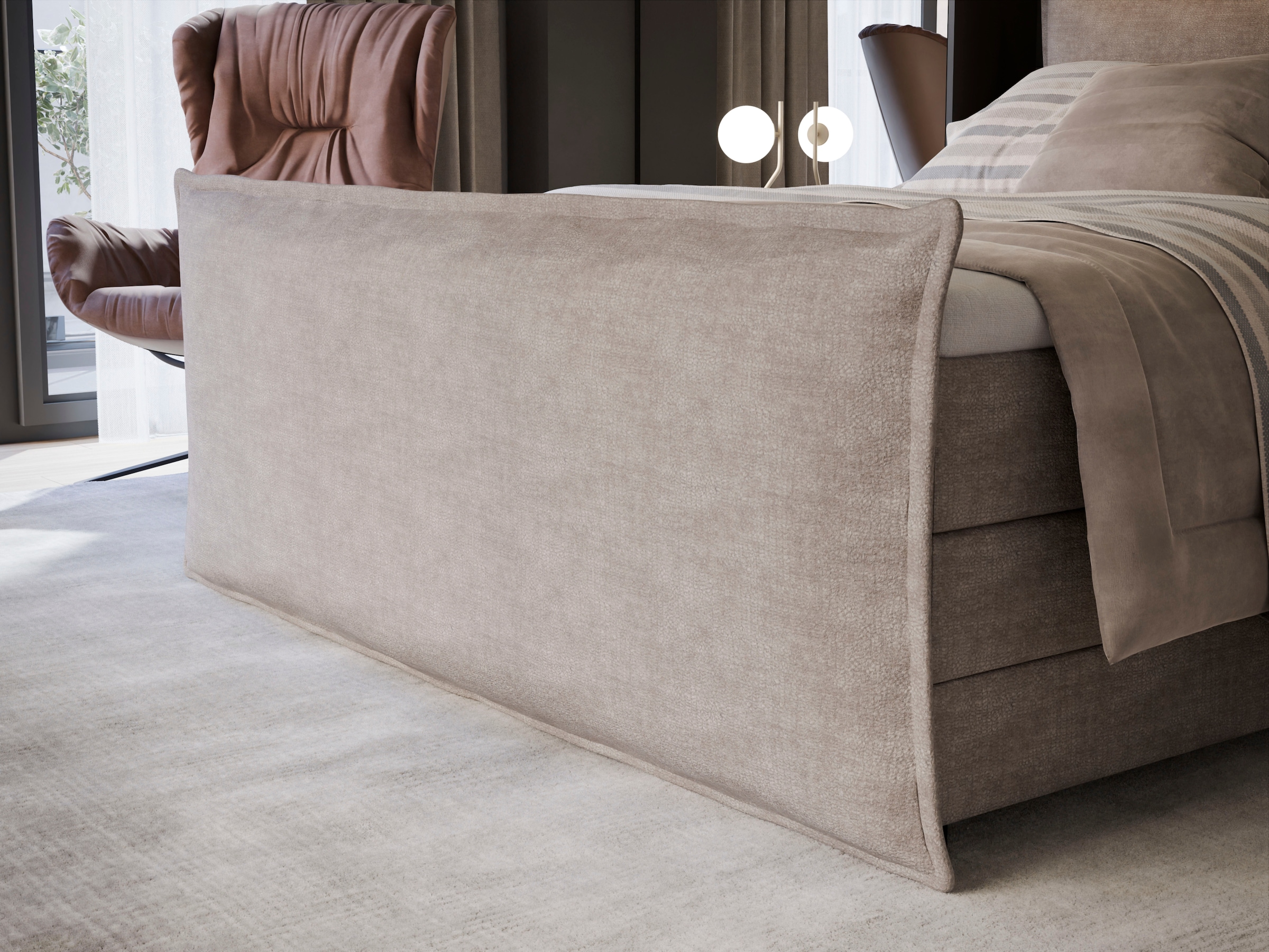 FORTE Boxspringbett »Harmonie inkl. Bettkasten und Topper, Kopf- und Fußteil in Kissenoptik« in den Breiten 140cm, 160cm und 180cm erhältlich