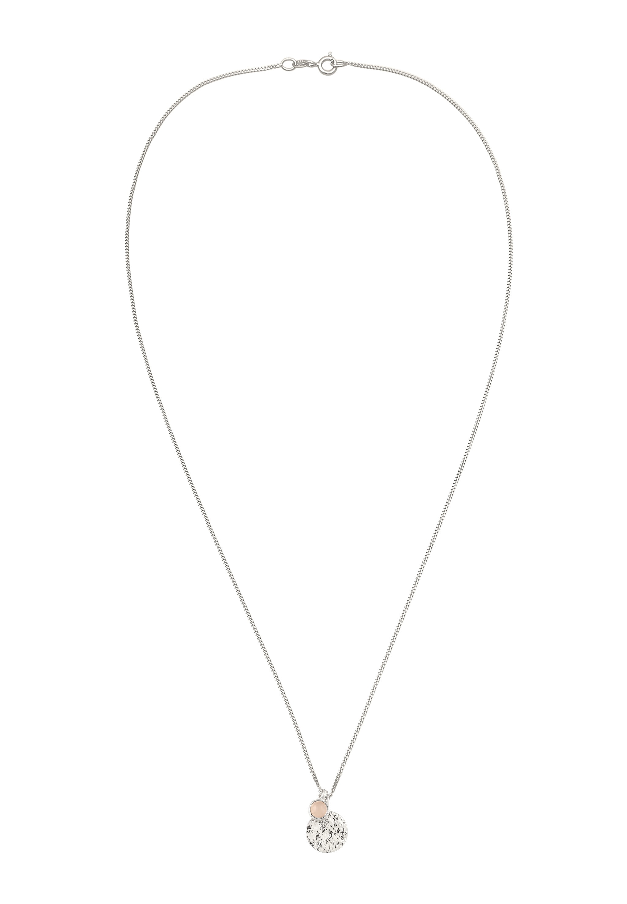 Elli Silberkette »Halskette Plättchen Gehämmert Quarz Rosé 925 Sterling Silber«