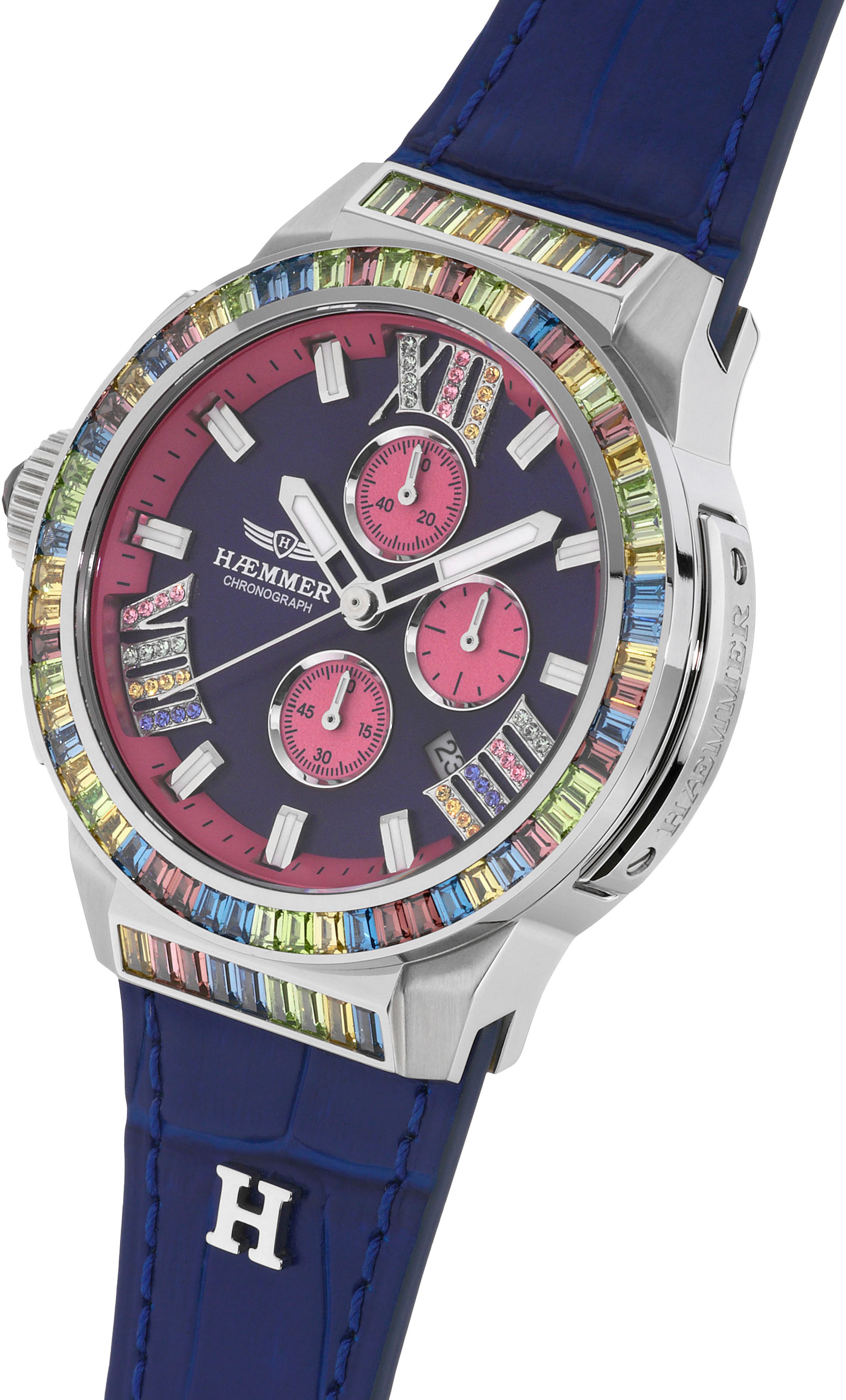 HAEMMER GERMANY Chronograph »GLORIOUS«, Quarzuhr, Damenuhr, Datum, Stoppfunktion, Saphirglas, Lederarmband