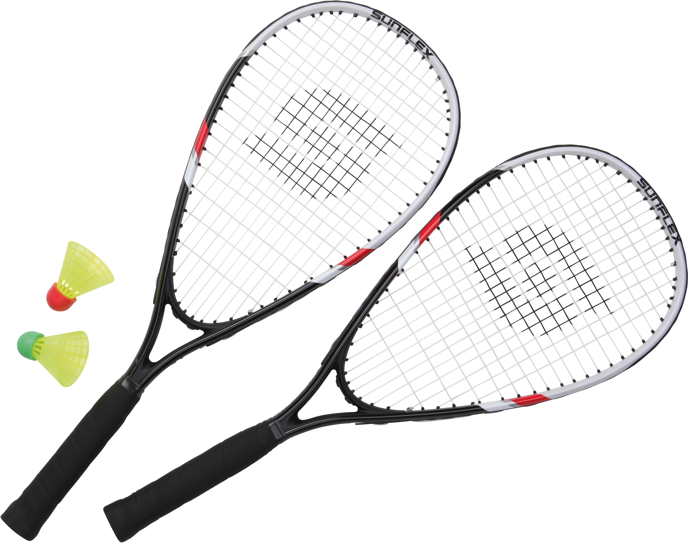 Sunflex Speed-Badmintonschläger »Speed Badminton Sonic«, (Set, 5 tlg., mit Bällen-mit Schlägerhülle-mit Tasche)