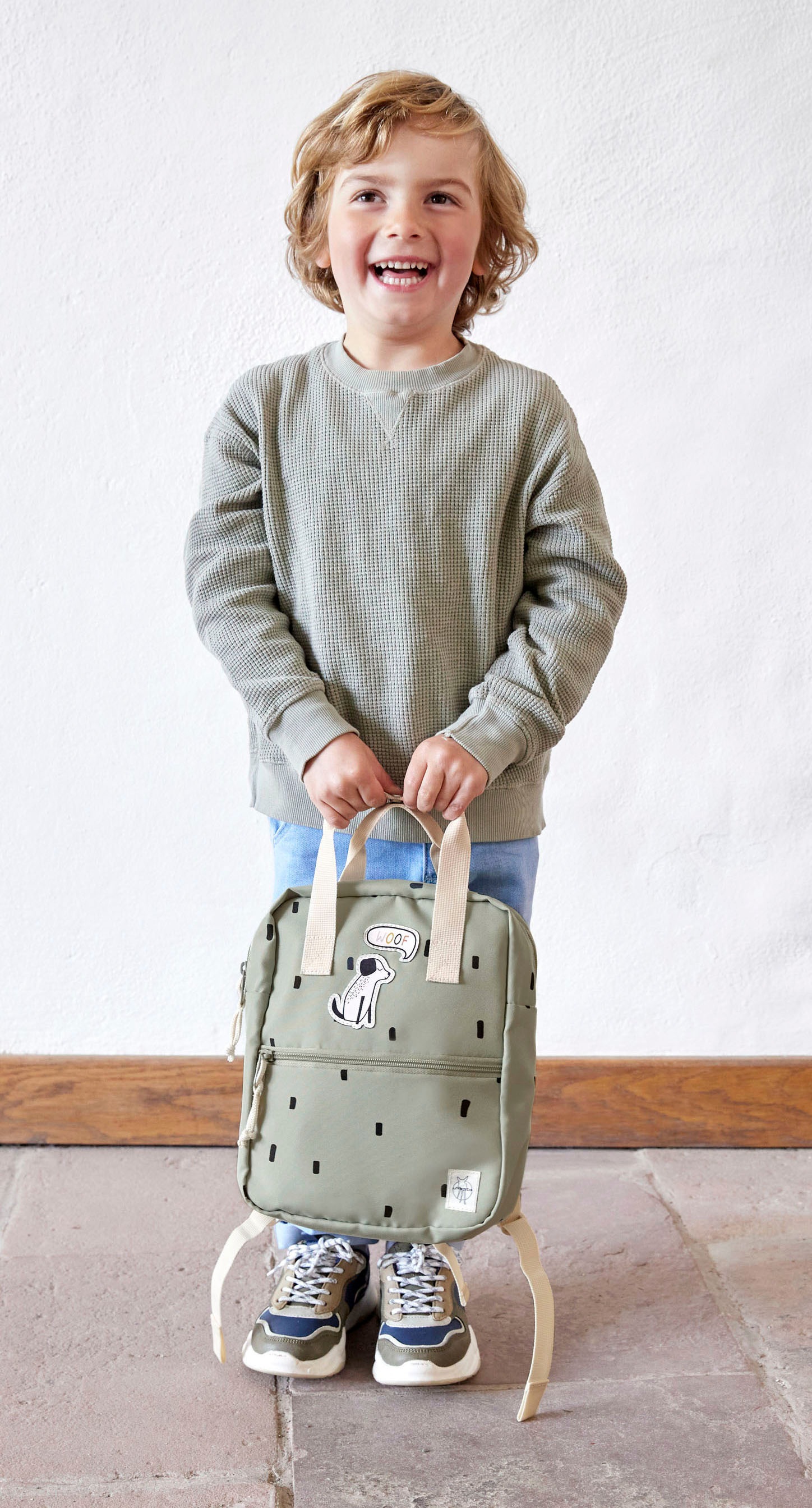 LÄSSIG Kinderrucksack »Happy Prints, Mini Square Backpack, Light Olive«