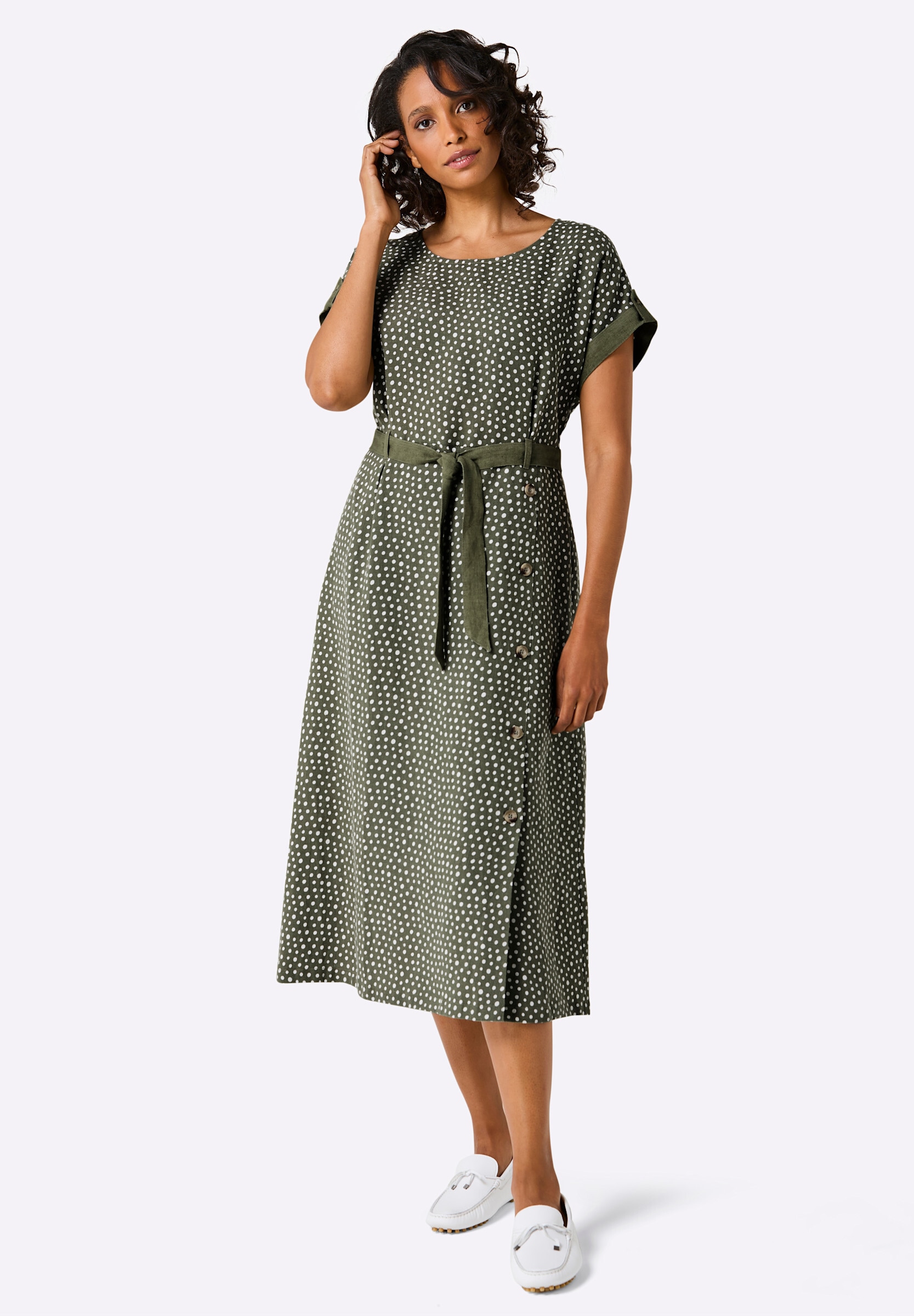 creation L Sommerkleid »Leinen-Kleid Druckkleid aus reinem Leinen« Ohne Taschen